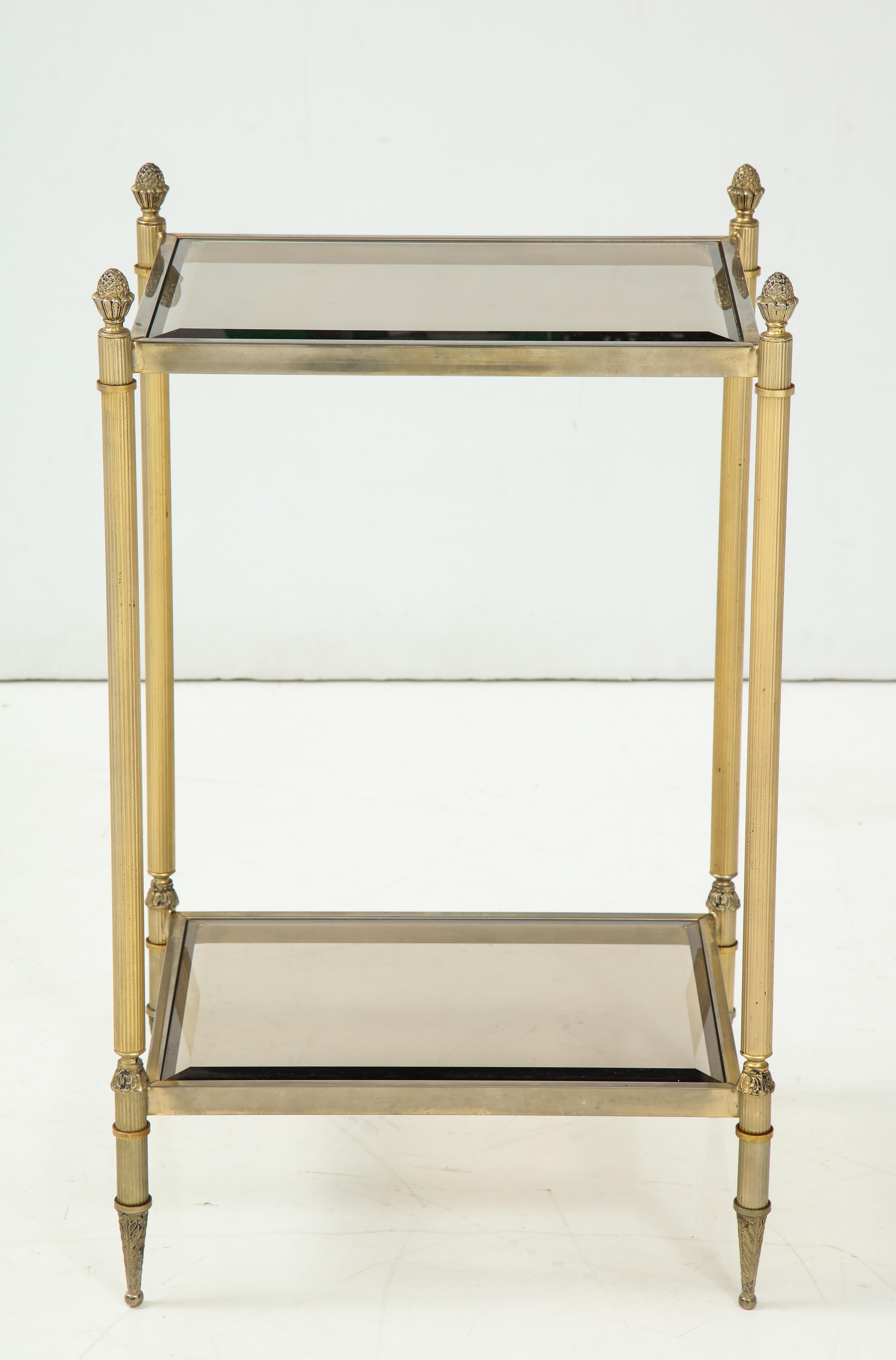 Pair of Mid-Century Brass & Glass End Tables For Sale 8