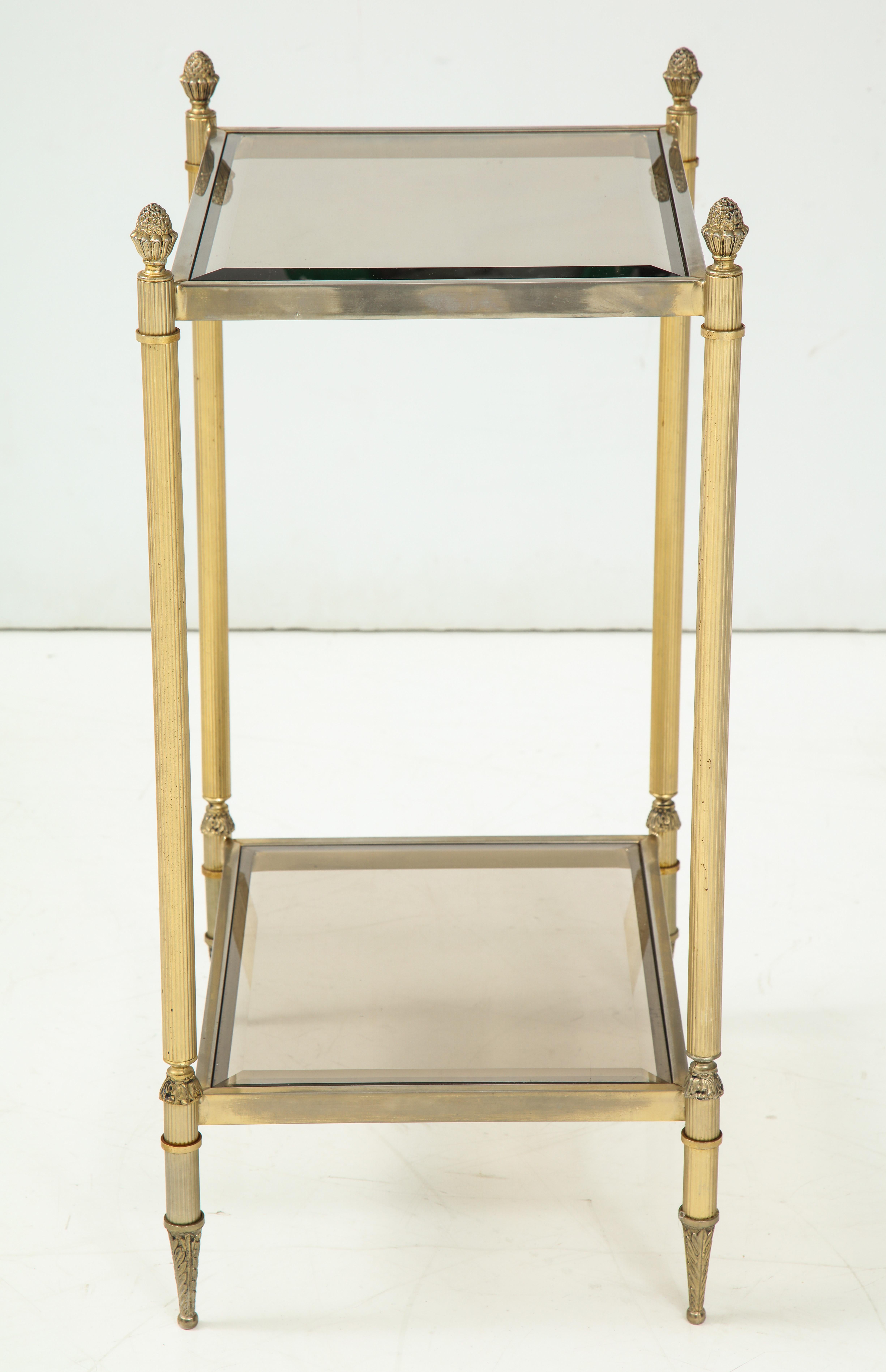 Pair of Mid-Century Brass & Glass End Tables For Sale 10