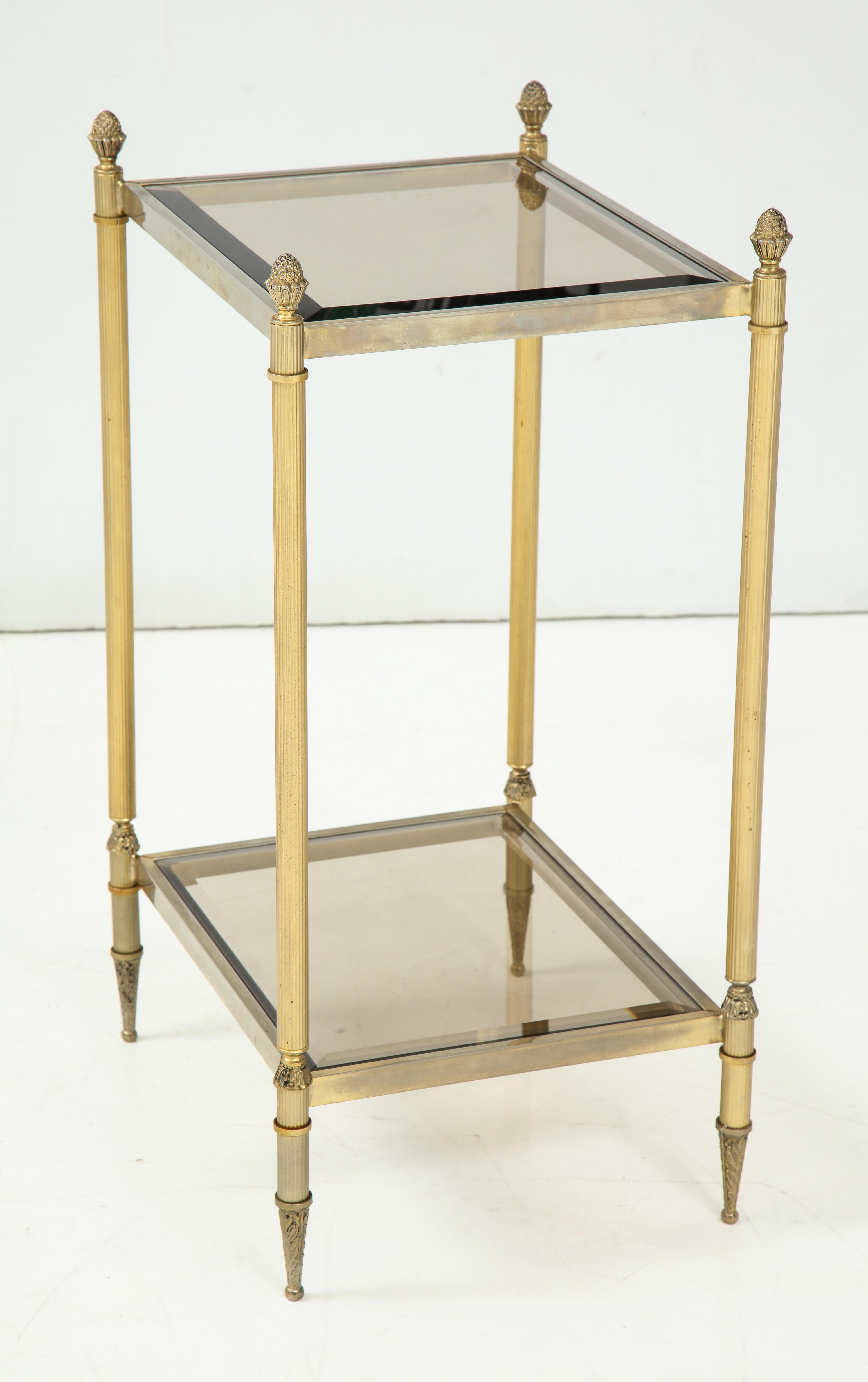 Pair of Mid-Century Brass & Glass End Tables For Sale 12