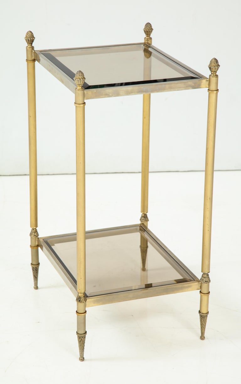 Pair of Mid-Century Brass and Glass End Tables For Sale at 1stDibs