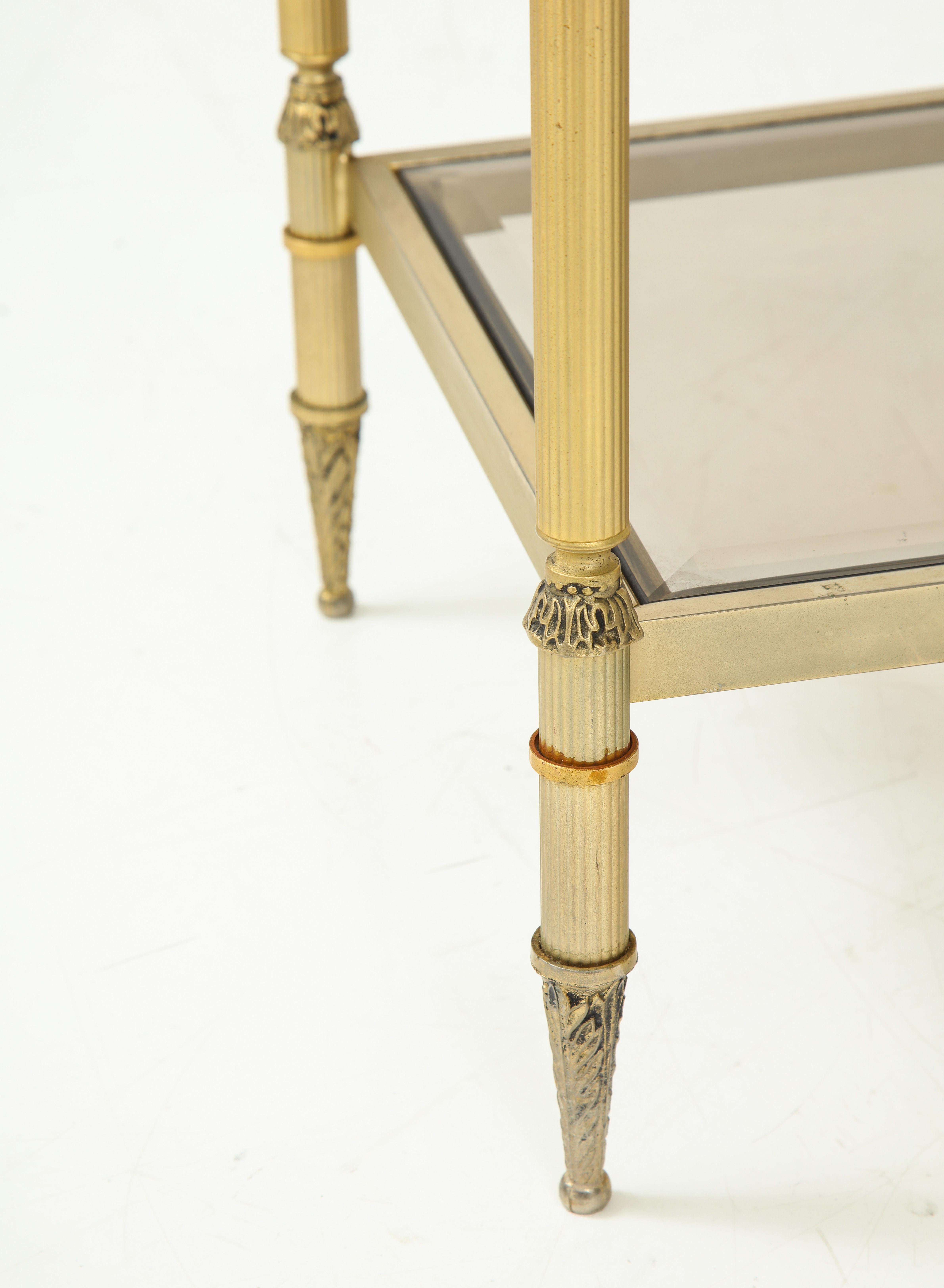 Pair of Mid-Century Brass & Glass End Tables For Sale 3