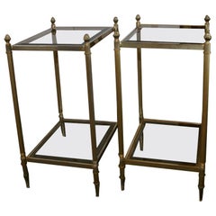 Pair of Mid-Century Brass & Glass End Tables