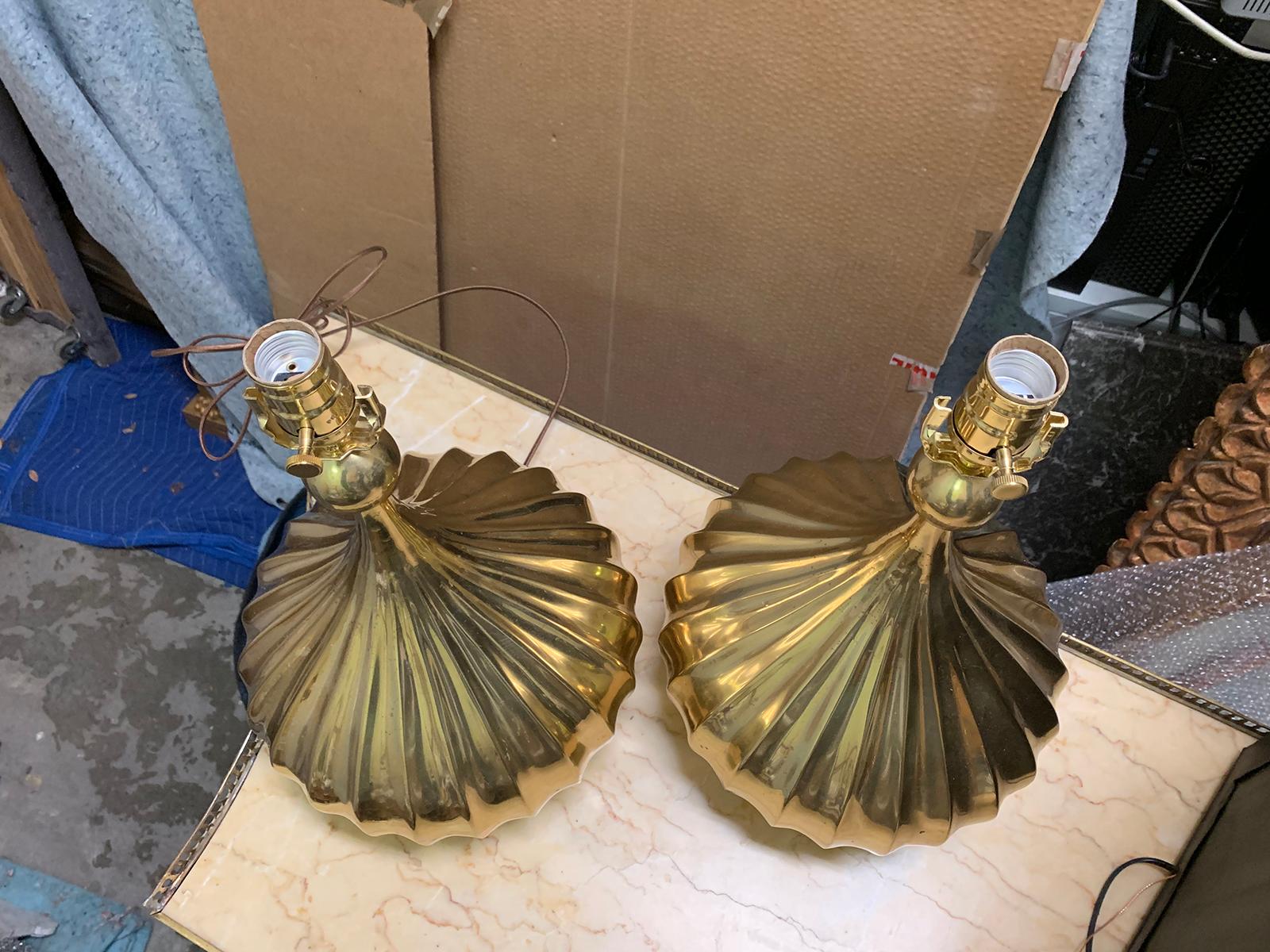 Pair of Mid-20th Century Brass Lamps 1