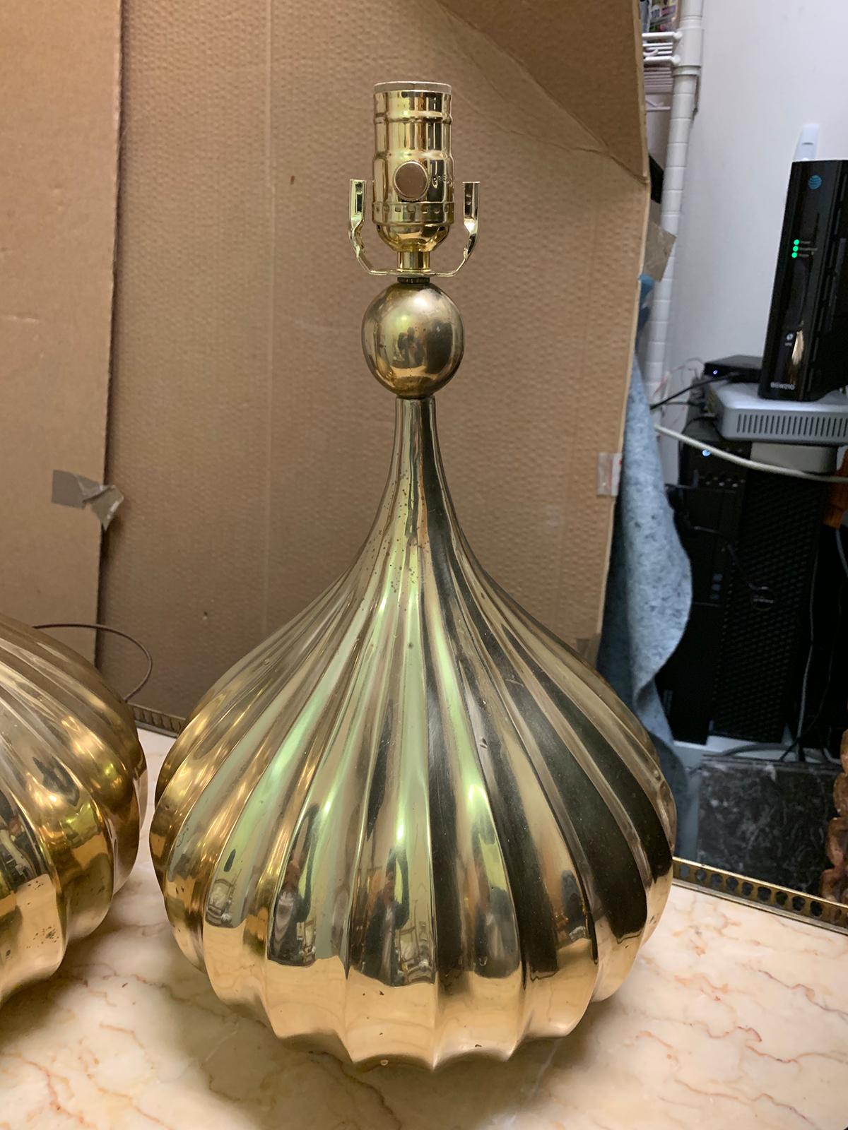 Pair of Mid-20th Century Brass Lamps 3