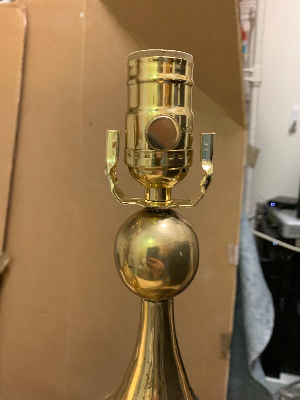 Pair of Mid-20th Century Brass Lamps 4
