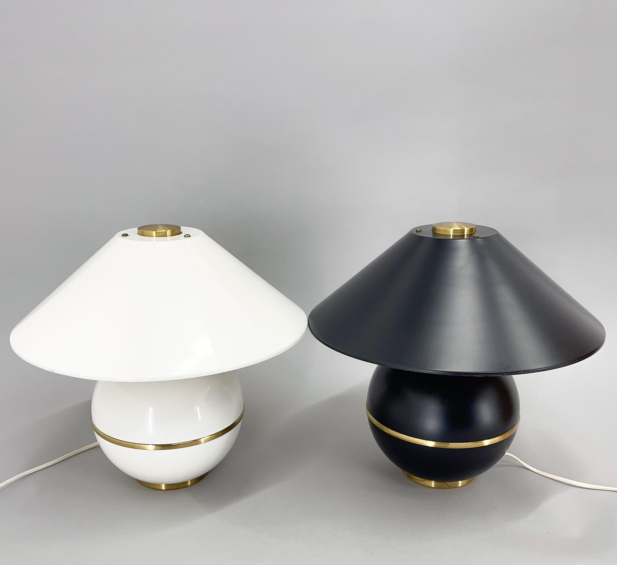 20th Century Pair of Mid-Century Brass & Metal Table Lamps by Napako, Czechoslovakia For Sale