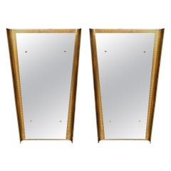 Pair of Midcentury Brass Mirrors/Sconces