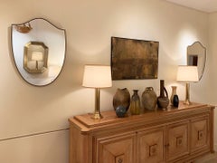Pair of Midcentury Brass Shield Mirrors