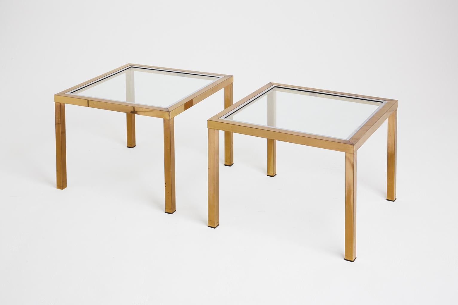 Mid-Century Modern Pair of Midcentury Brass Side Tables