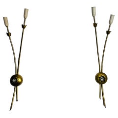 Paire de lampes murales Sputnik en laiton du milieu du siècle, Italie, années 1960