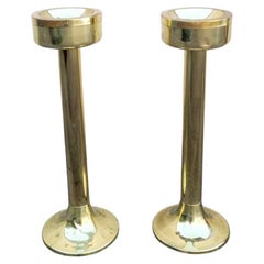 Pair of Mid Century Brass Standing Ashtrays, Italy 60s