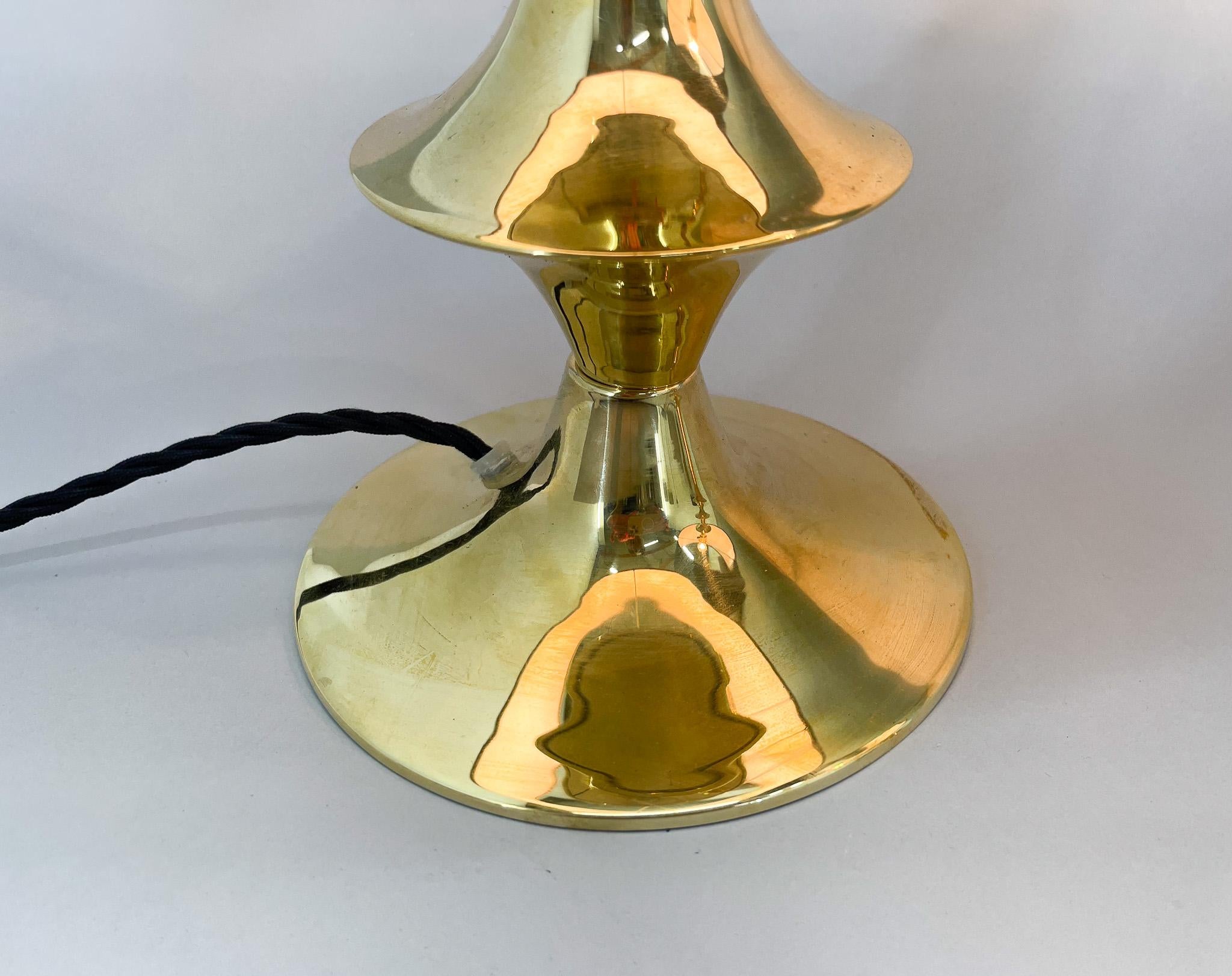 Czech Pair of Mid-Century Brass Table Lamps, 1950s, Restored