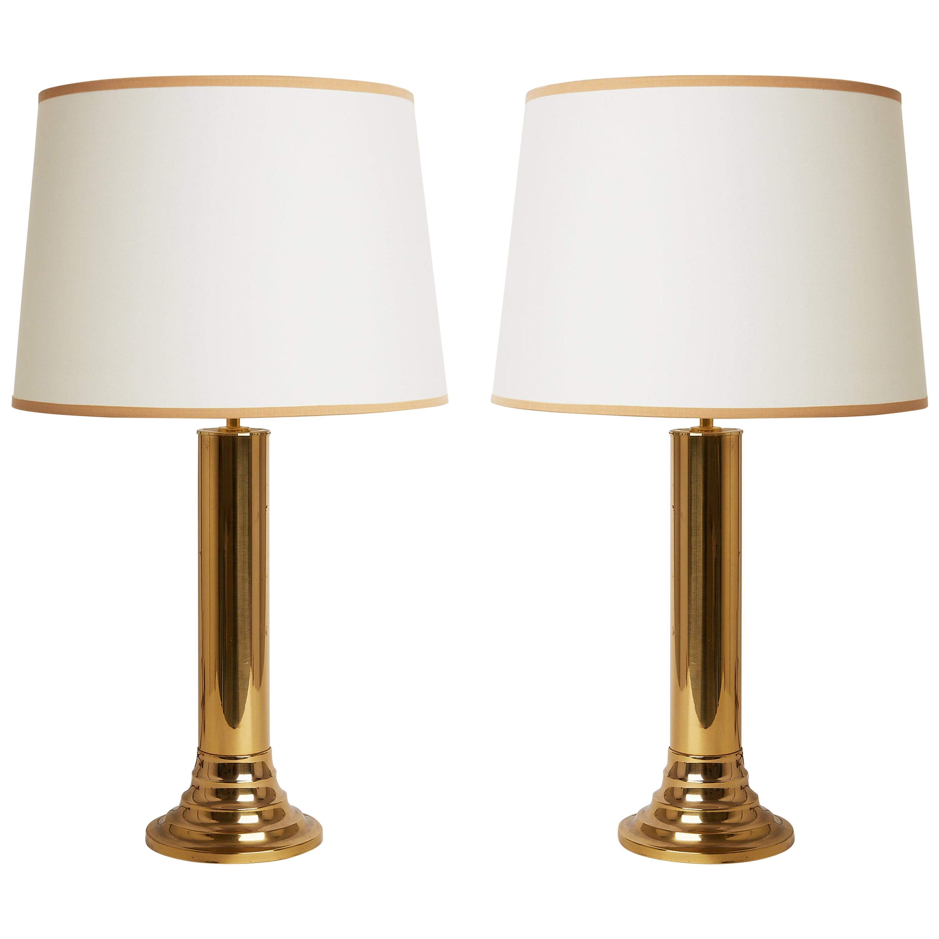 Pair of Midcentury Brass Table Lamps by Bergboms