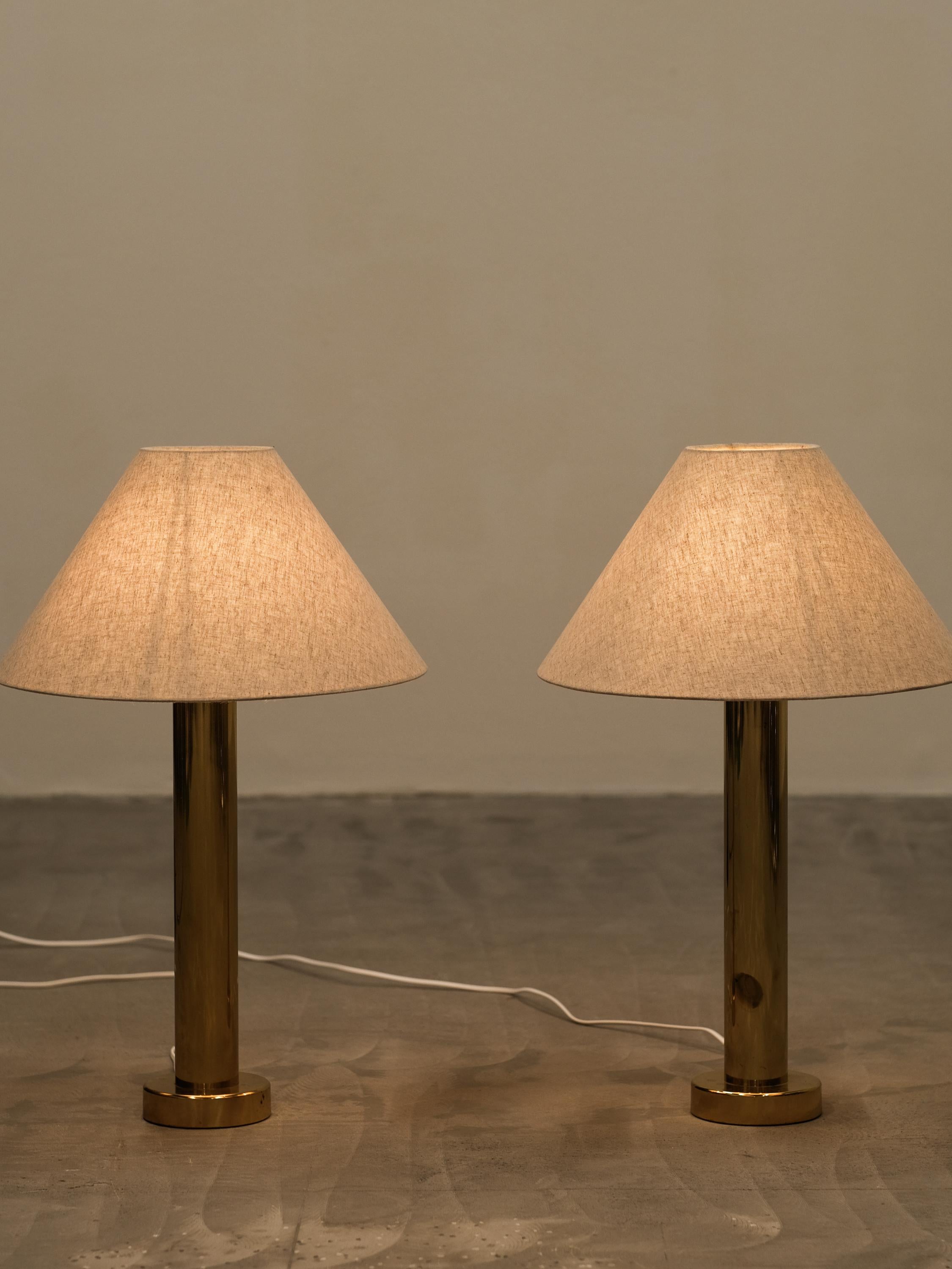 Pair of Mid-Century Brass Table Lamps by Kosta Elarmatur, Sweden, 1960s For Sale 5