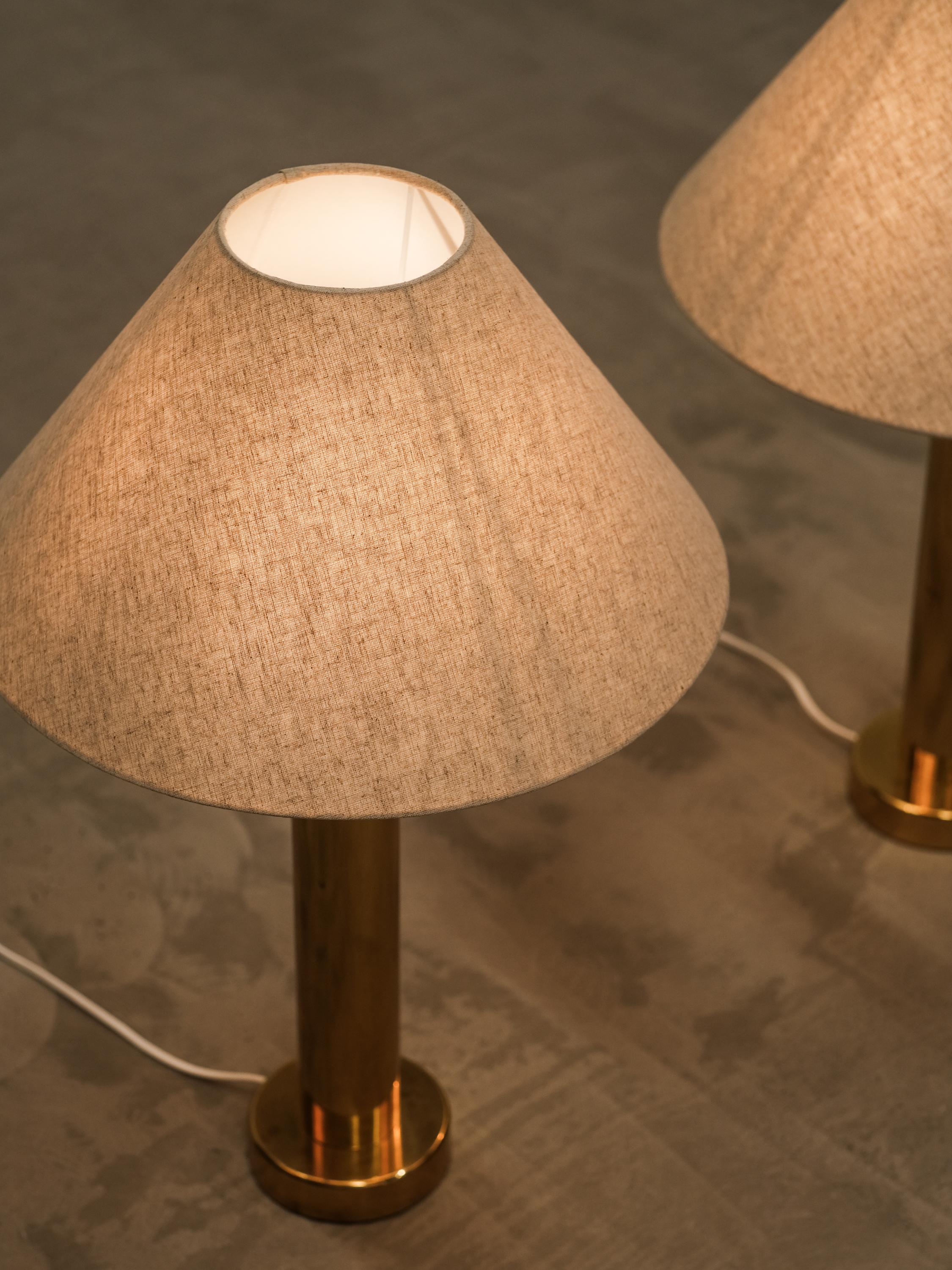 Pair of Mid-Century Brass Table Lamps by Kosta Elarmatur, Sweden, 1960s For Sale 6