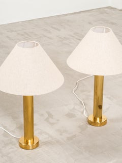 Pair of Mid-Century Brass Table Lamps by Kosta Elarmatur, Sweden, 1960s
