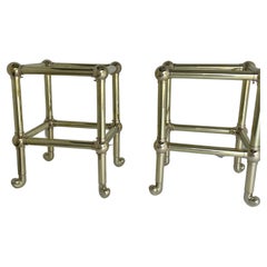 Pair of Mid-Century Brass Tubular Side Table Bases