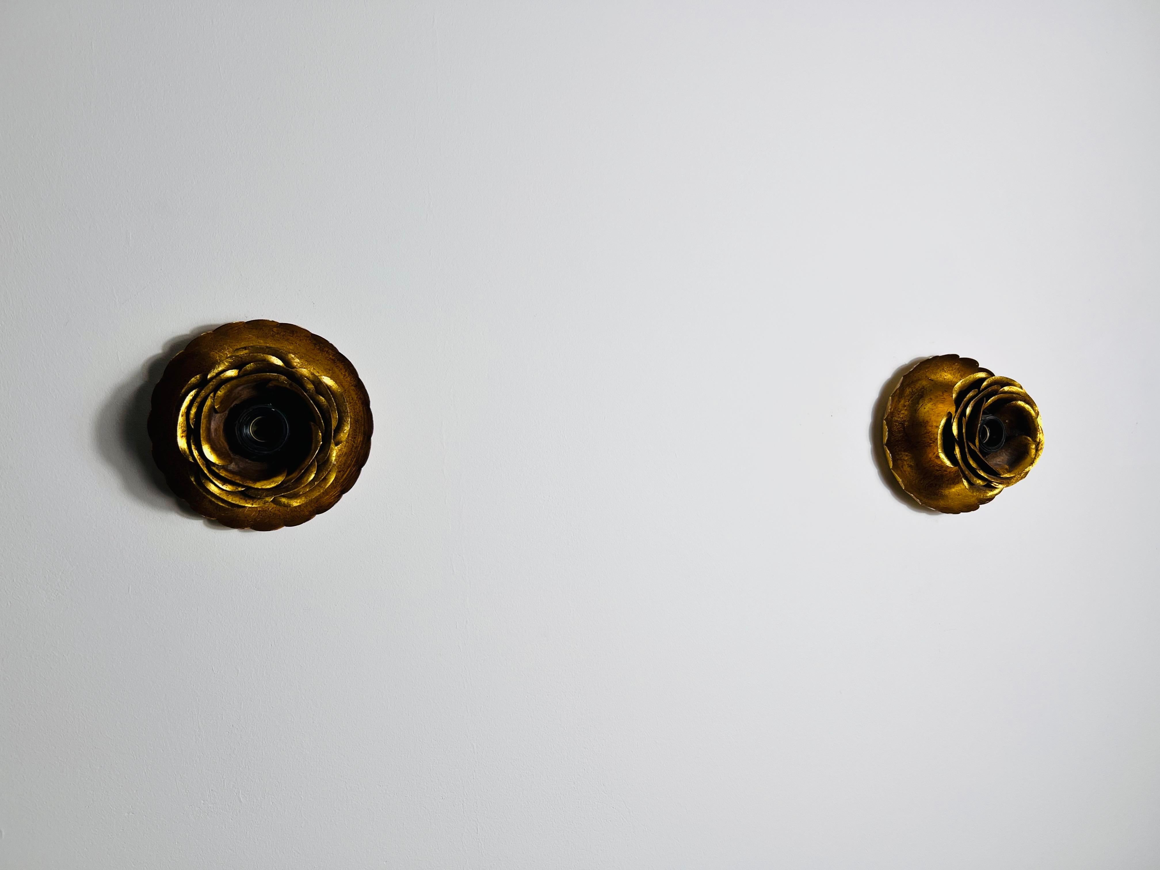Italian Pair of Mid-Century Brass Wall Lamps, Italy, 1960s For Sale