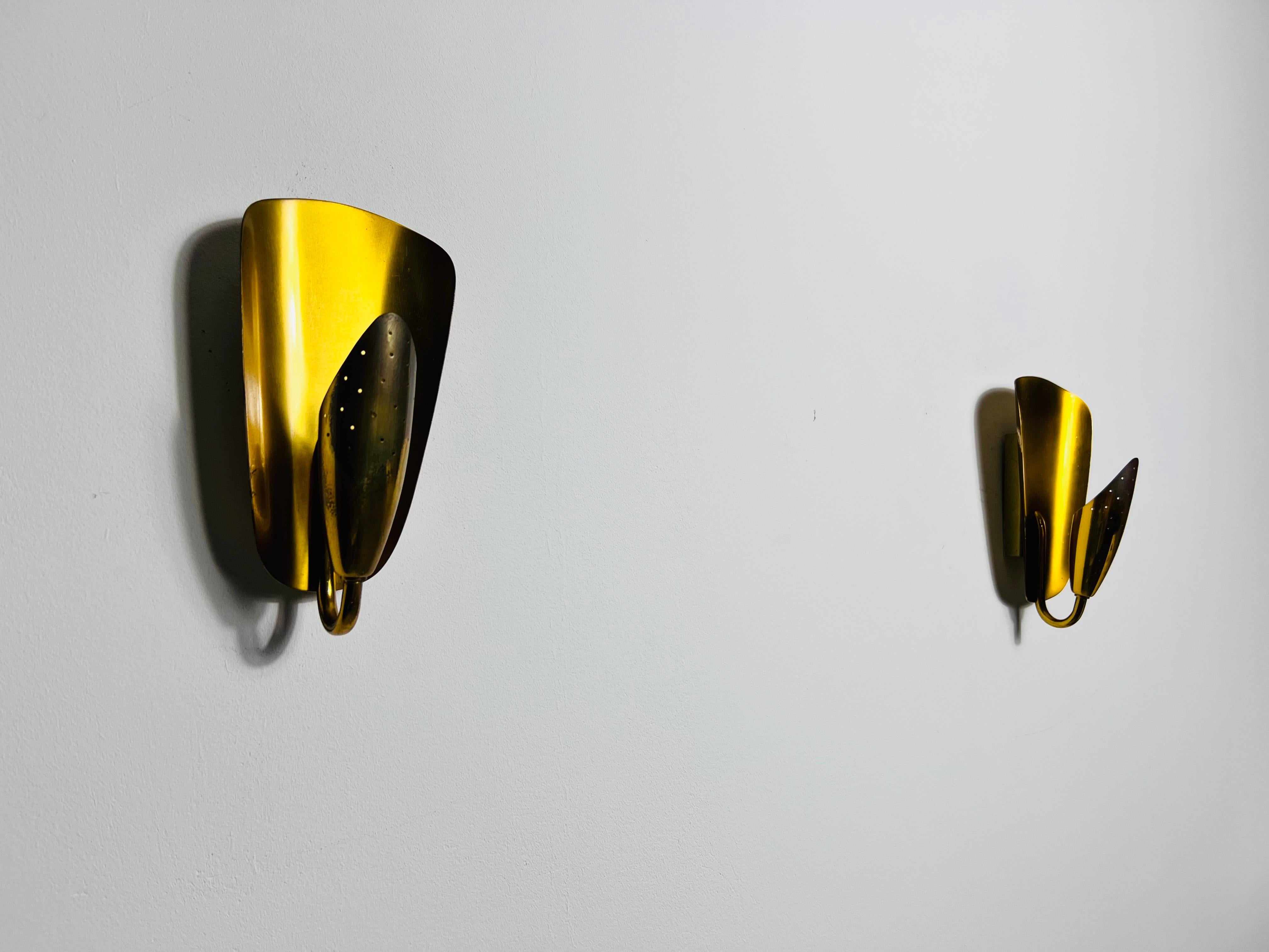 Pair of Mid-Century Brass Wall Lamps, Italy, 1960s 1