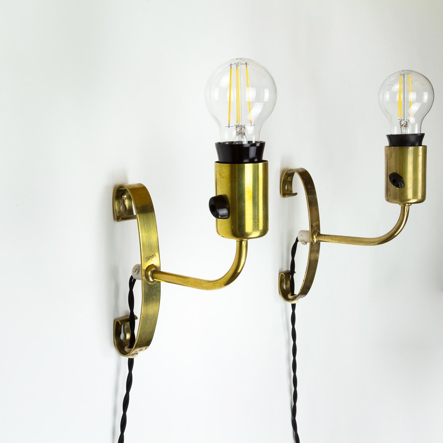 Pair of Midcentury Brass Wall Lights, Maria Lindemann, Idman Oy, Finland, 1950s For Sale 4