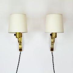 Pair of Midcentury Brass Wall Lights, Maria Lindemann, Idman Oy, Finland, 1950s