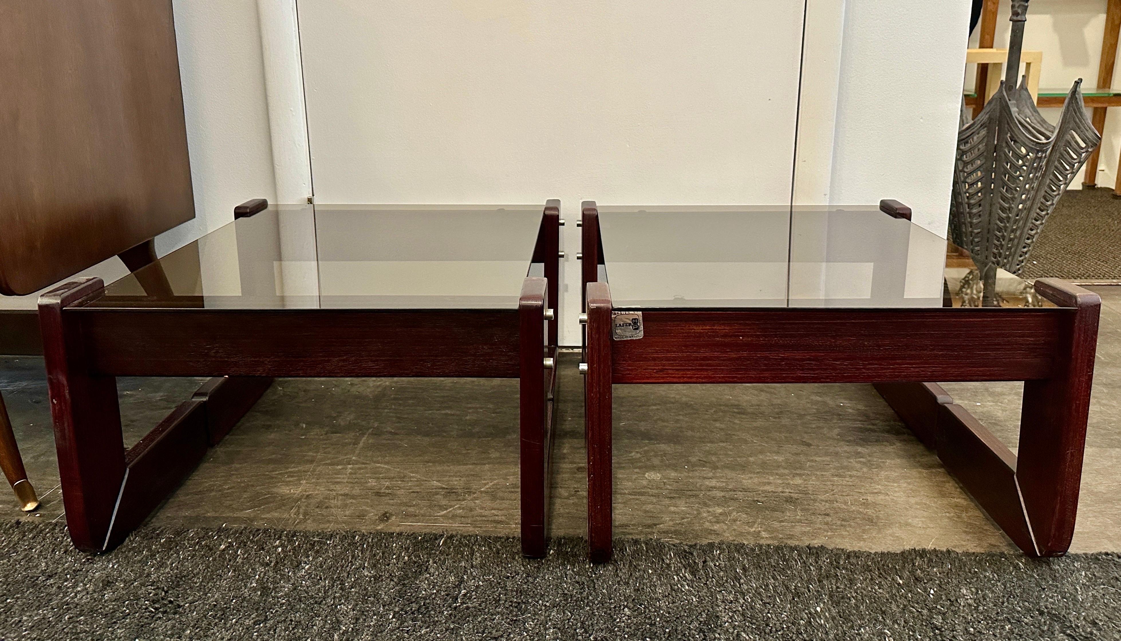 Paar brasilianische Palisander-Endtische aus der Mitte des Jahrhunderts von Percival Lafer im Zustand „Gut“ im Angebot in North Miami, FL