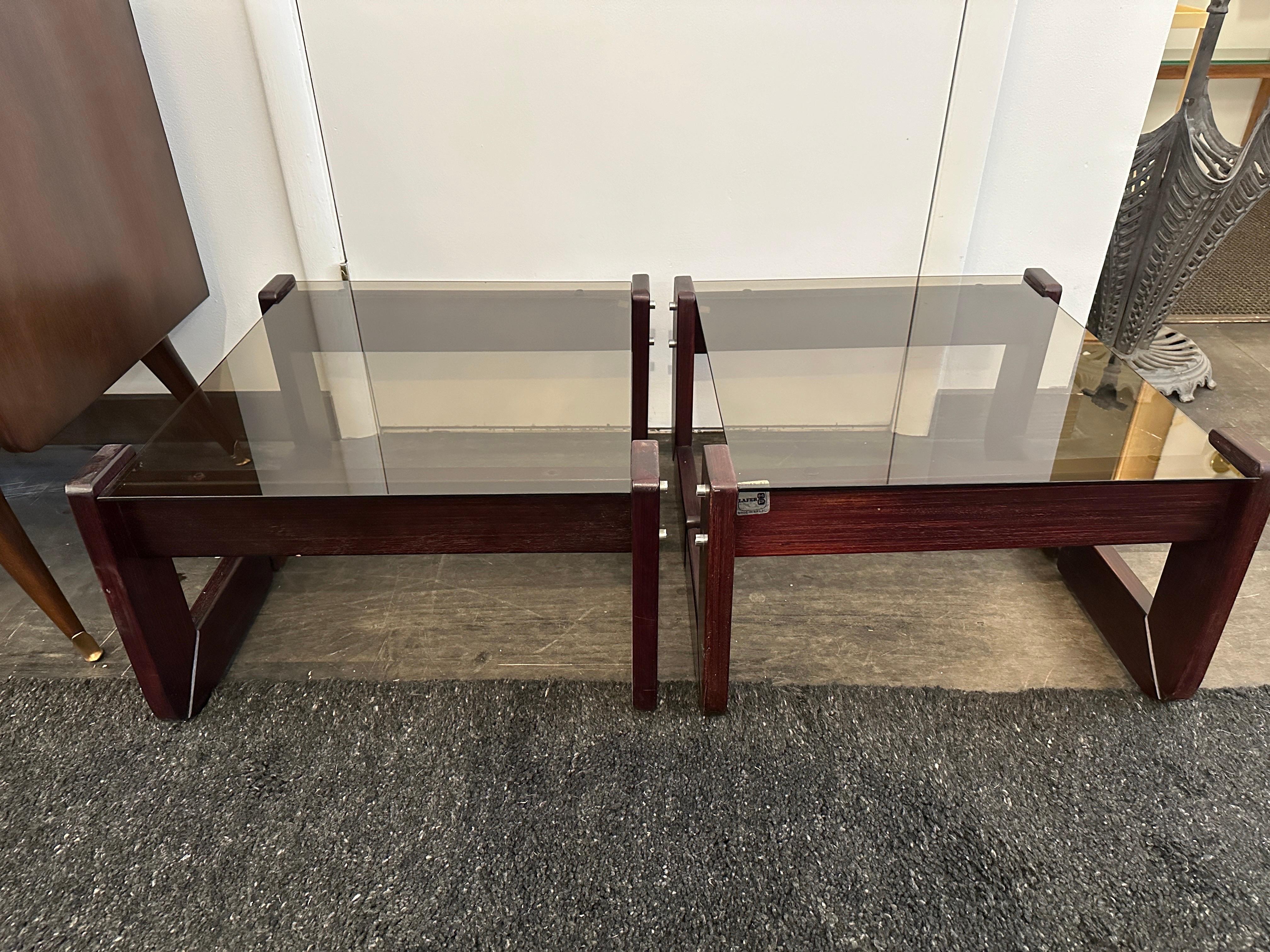 Paar brasilianische Palisander-Endtische aus der Mitte des Jahrhunderts von Percival Lafer im Angebot 1