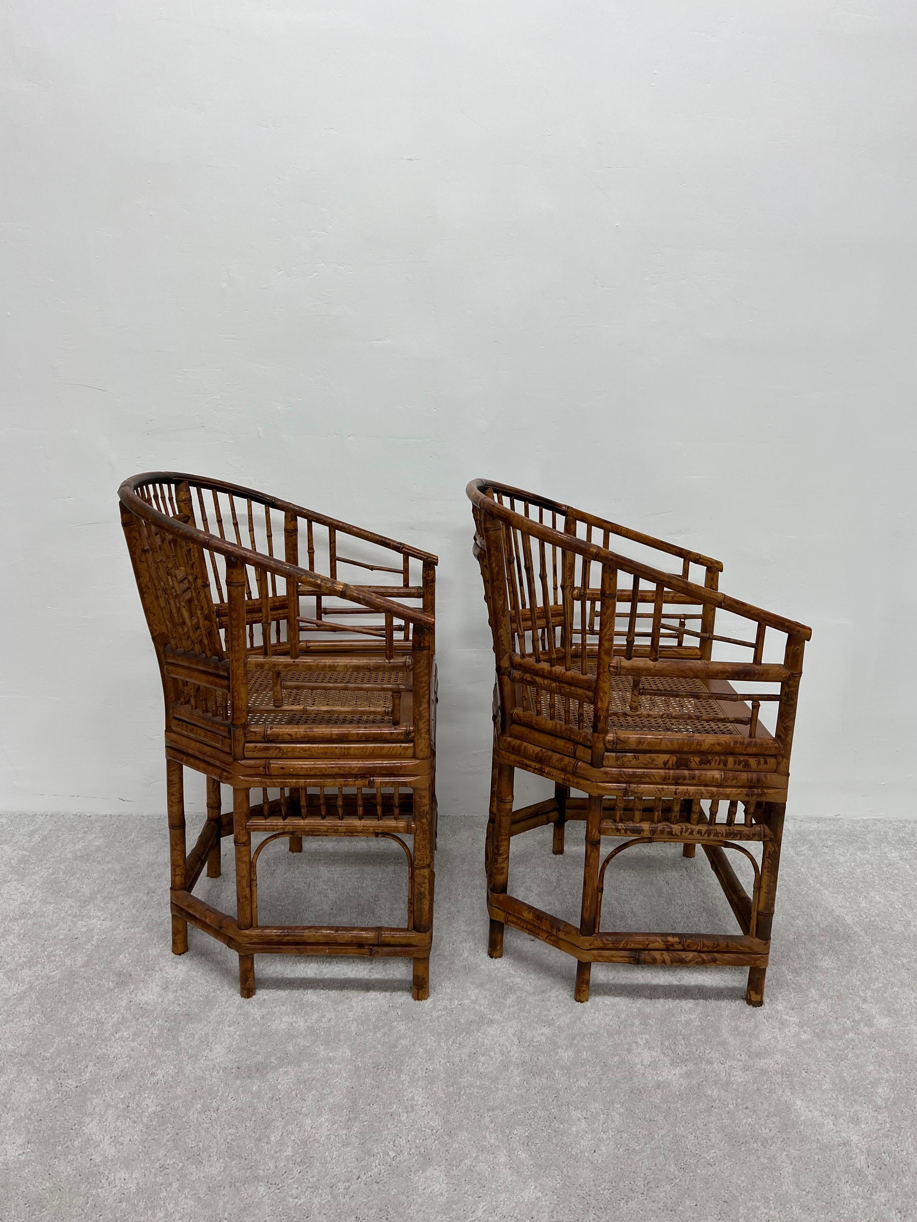 Mid-Century Modern Pair of Mid-Century Brighton Pavilion Dining or Side Chairs with Tortoise Style 