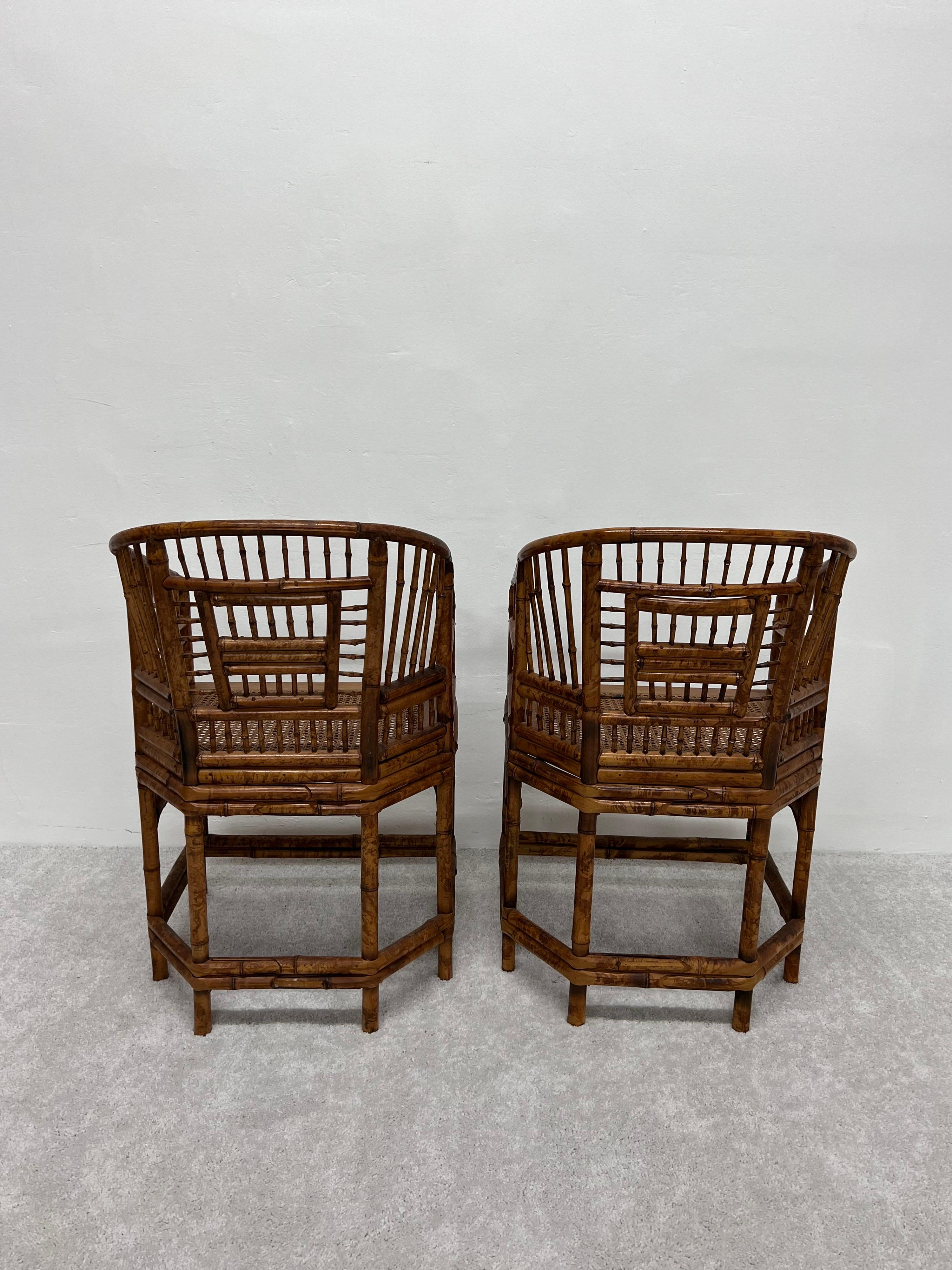 Pair of Mid-Century Brighton Pavilion Dining or Side Chairs with Tortoise Style  In Good Condition In Miami, FL
