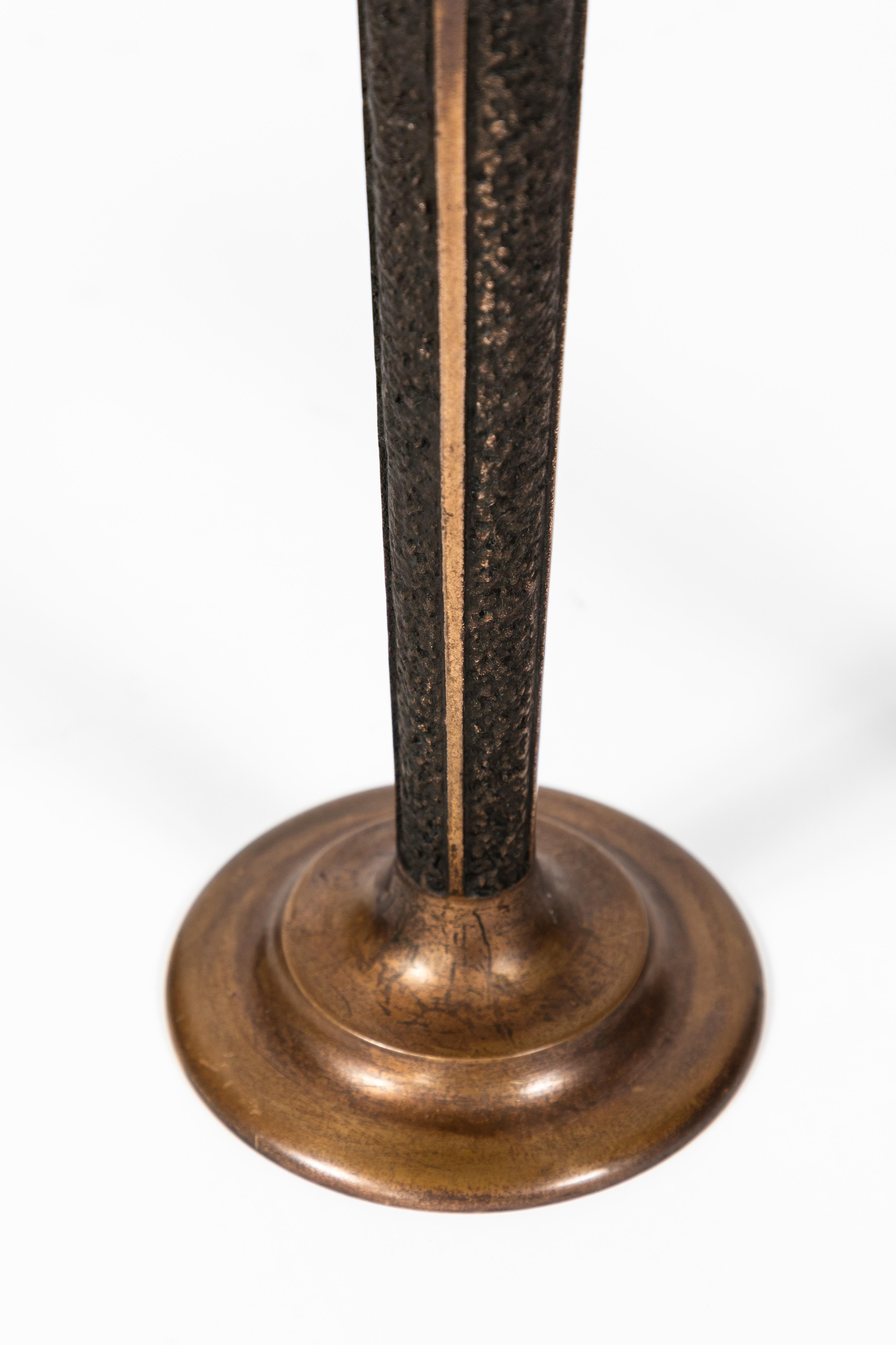 20th Century Pair of Midcentury Bronze 'Brutalist' Candlesticks