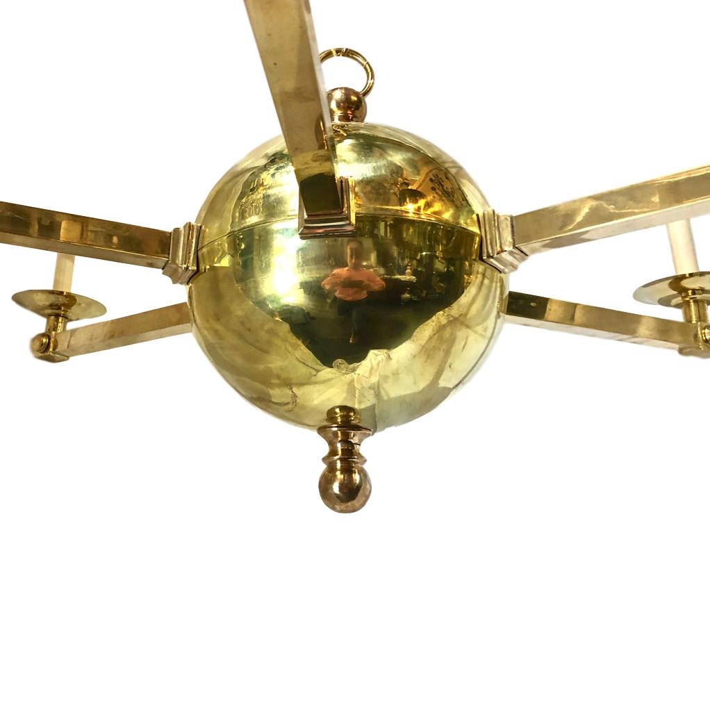 French Pair of Midcentury Bronze Chandeliers, Sold Individually For Sale