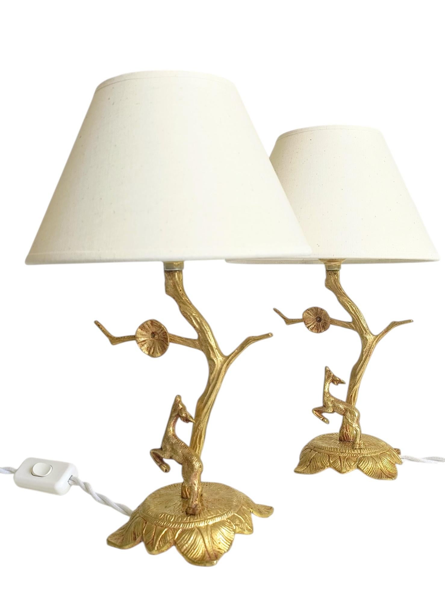 Mid-Century Modern Mid-Century Pair of Small Bronze Table Lamps in Louis XVI Style, France, 1950s For Sale