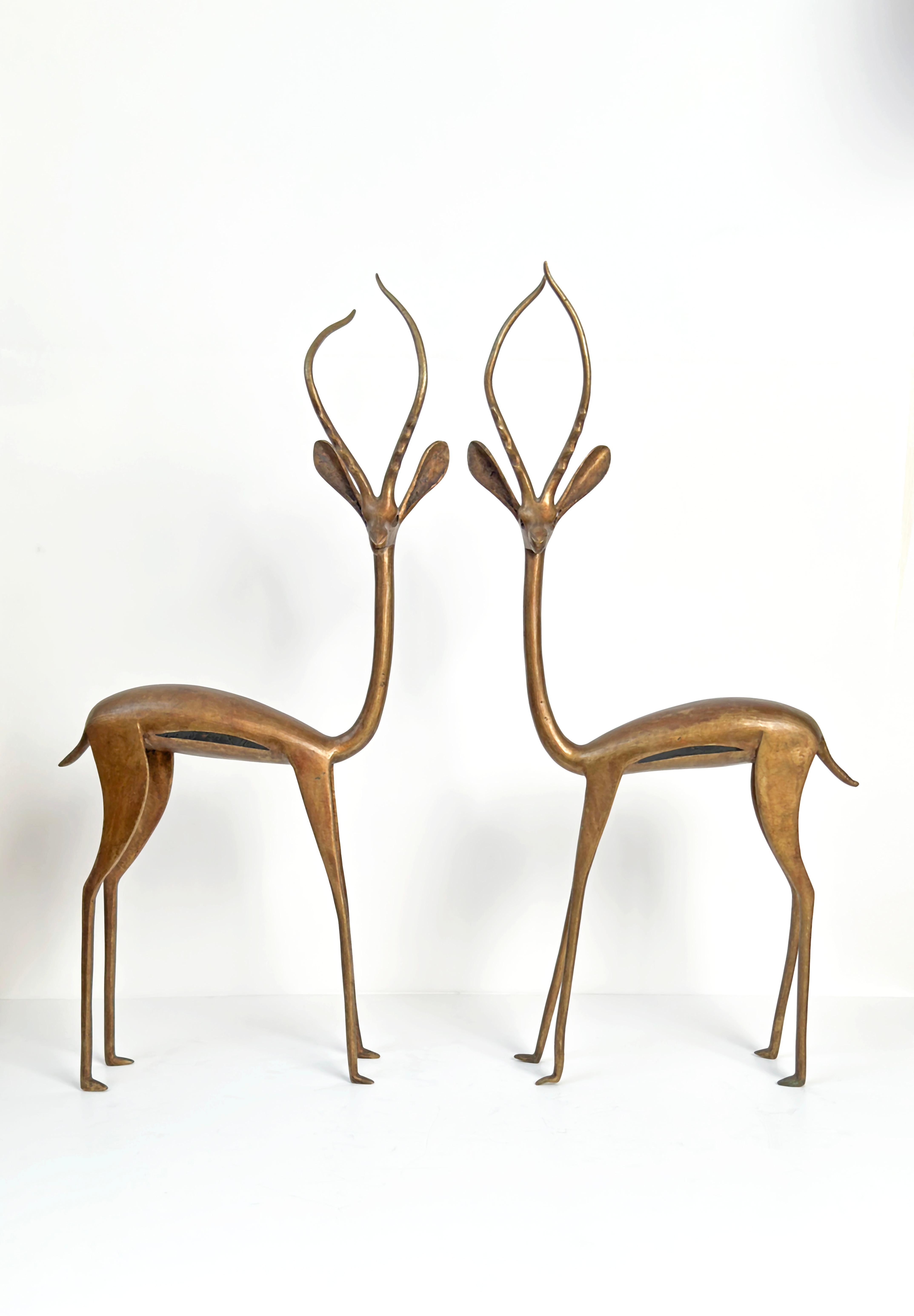 Mid-Century Modern Pair of Mid-Century Bronze Gazelle Ornaments  - Handmade in Africa - Patinated 