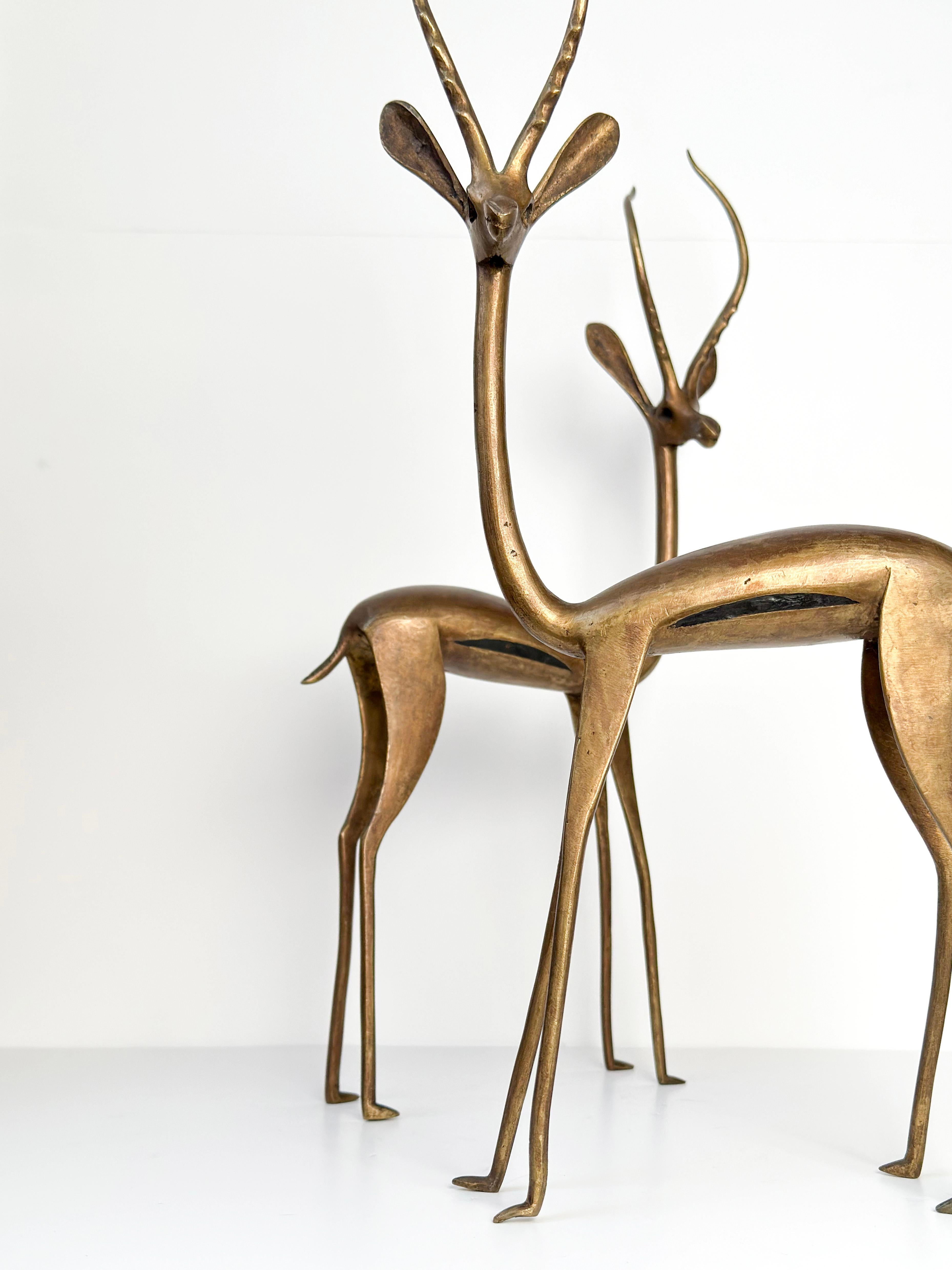 British Pair of Mid-Century Bronze Gazelle Ornaments  - Handmade in Africa - Patinated 