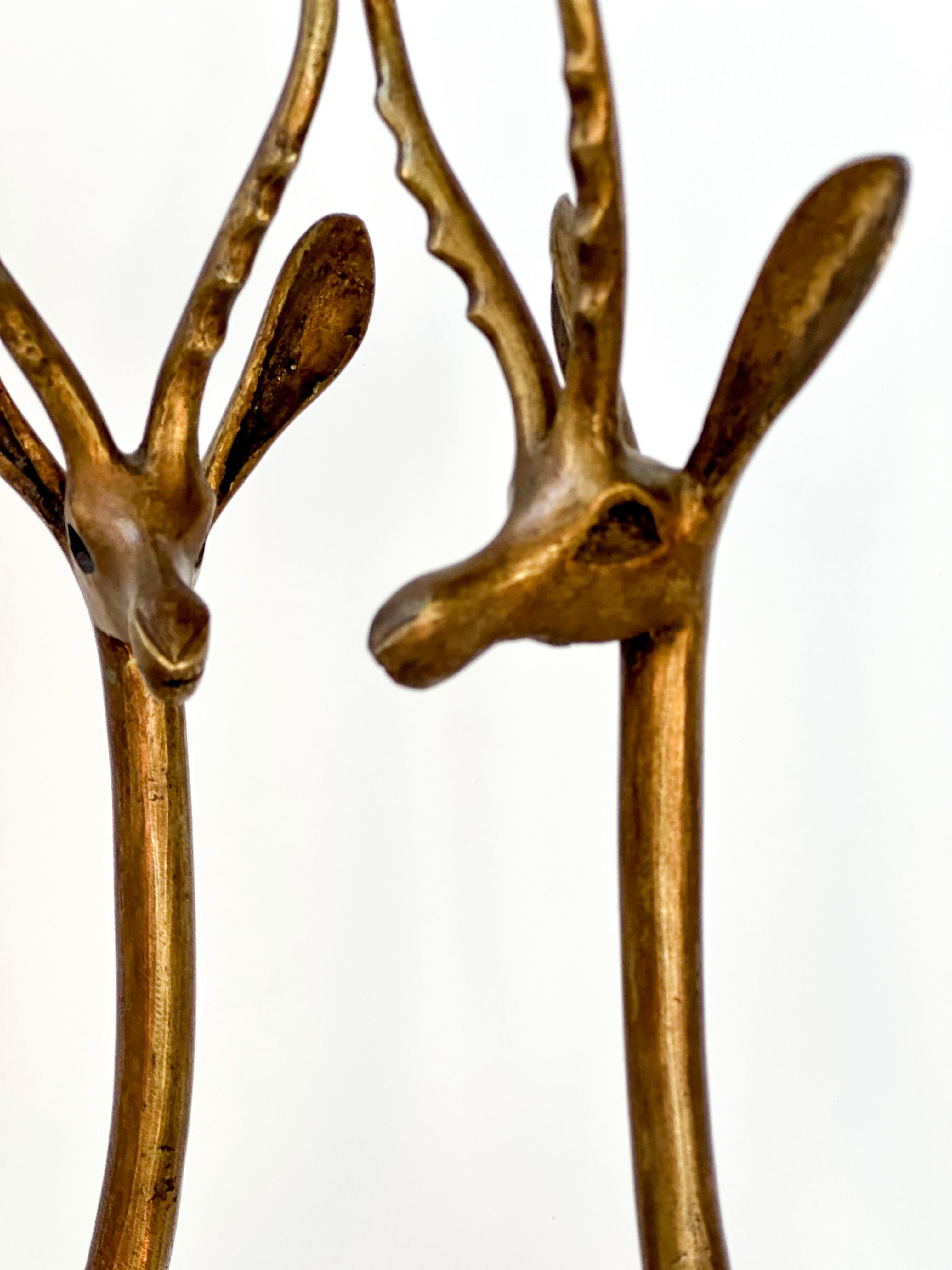 Cast Pair of Mid-Century Bronze Gazelle Ornaments  - Handmade in Africa - Patinated 