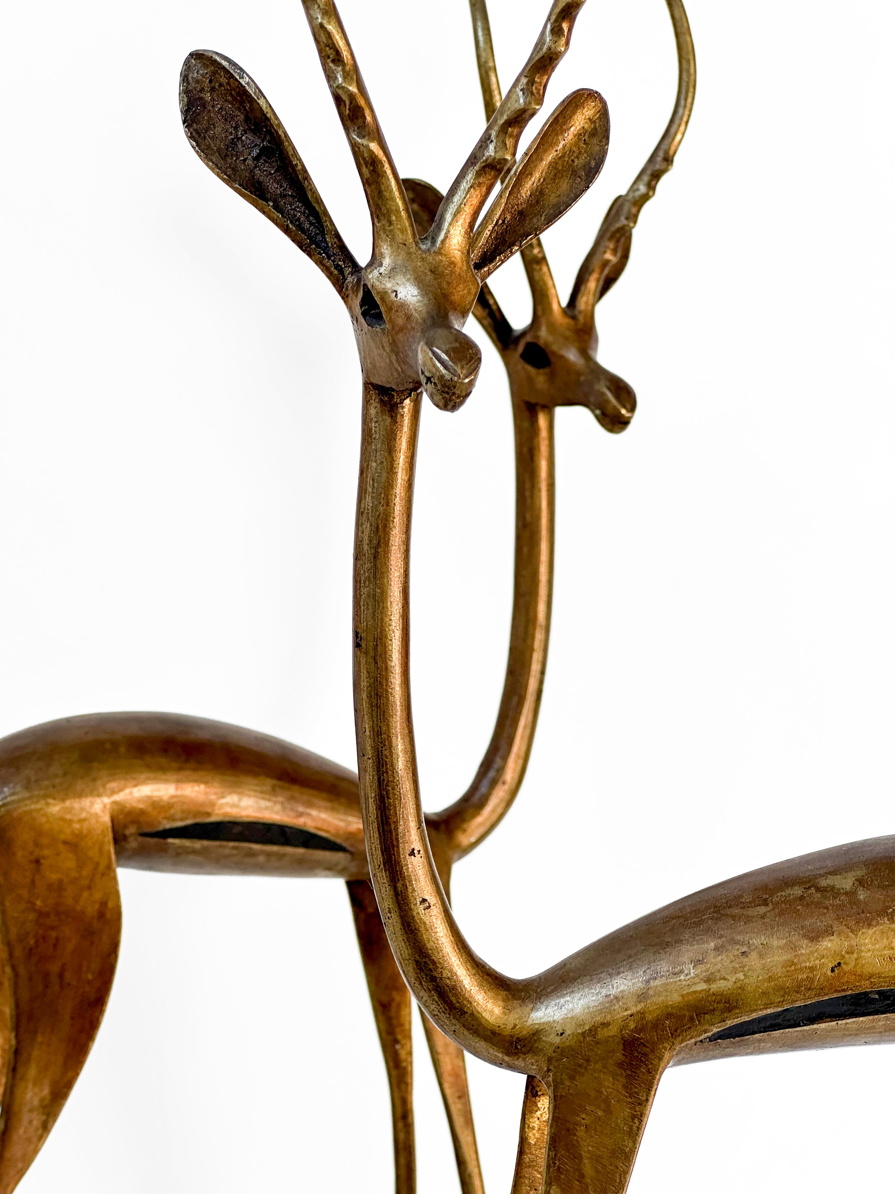 Mid-20th Century Pair of Mid-Century Bronze Gazelle Ornaments  - Handmade in Africa - Patinated 