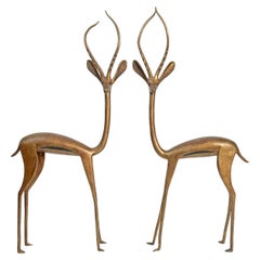 Pair of Mid-Century Bronze Gazelle Ornaments  - Handmade in Africa - Patinated 