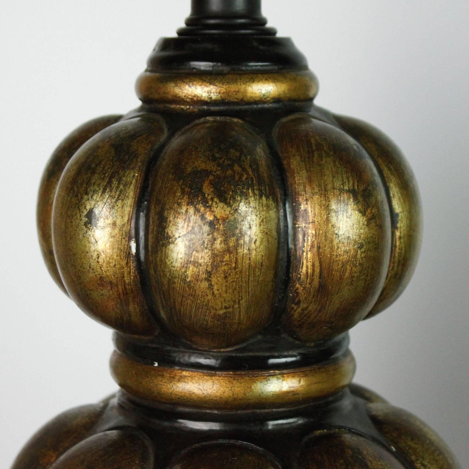 Mid-Century Modern Pair of Midcentury Bronze Patina Gourd Lamps For Sale