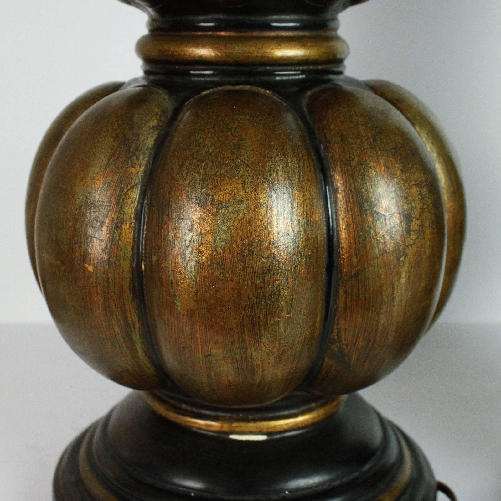 20th Century Pair of Midcentury Bronze Patina Gourd Lamps For Sale