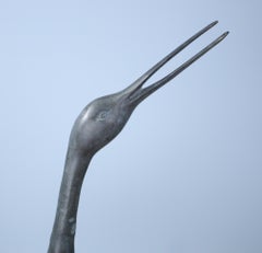Pair of Midcentury Bronze Storks with Verdigris Patina