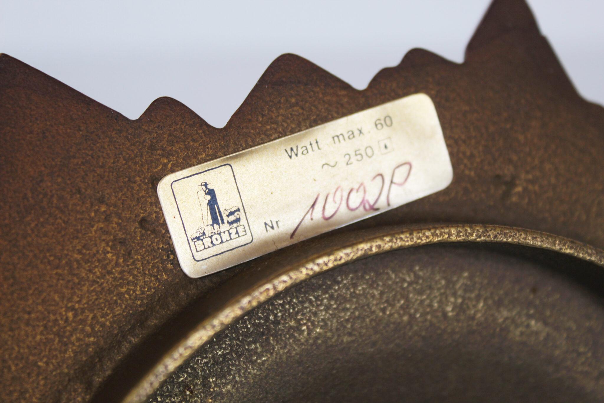 XX secolo Pair of Mid-Century Bronze Sunburst Wall Lights or Flush Mounts, c 1950s in vendita