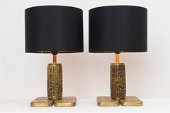 Pair of Midcentury Bronze Table Lamps by Luciano Frigerio, circa 1960
