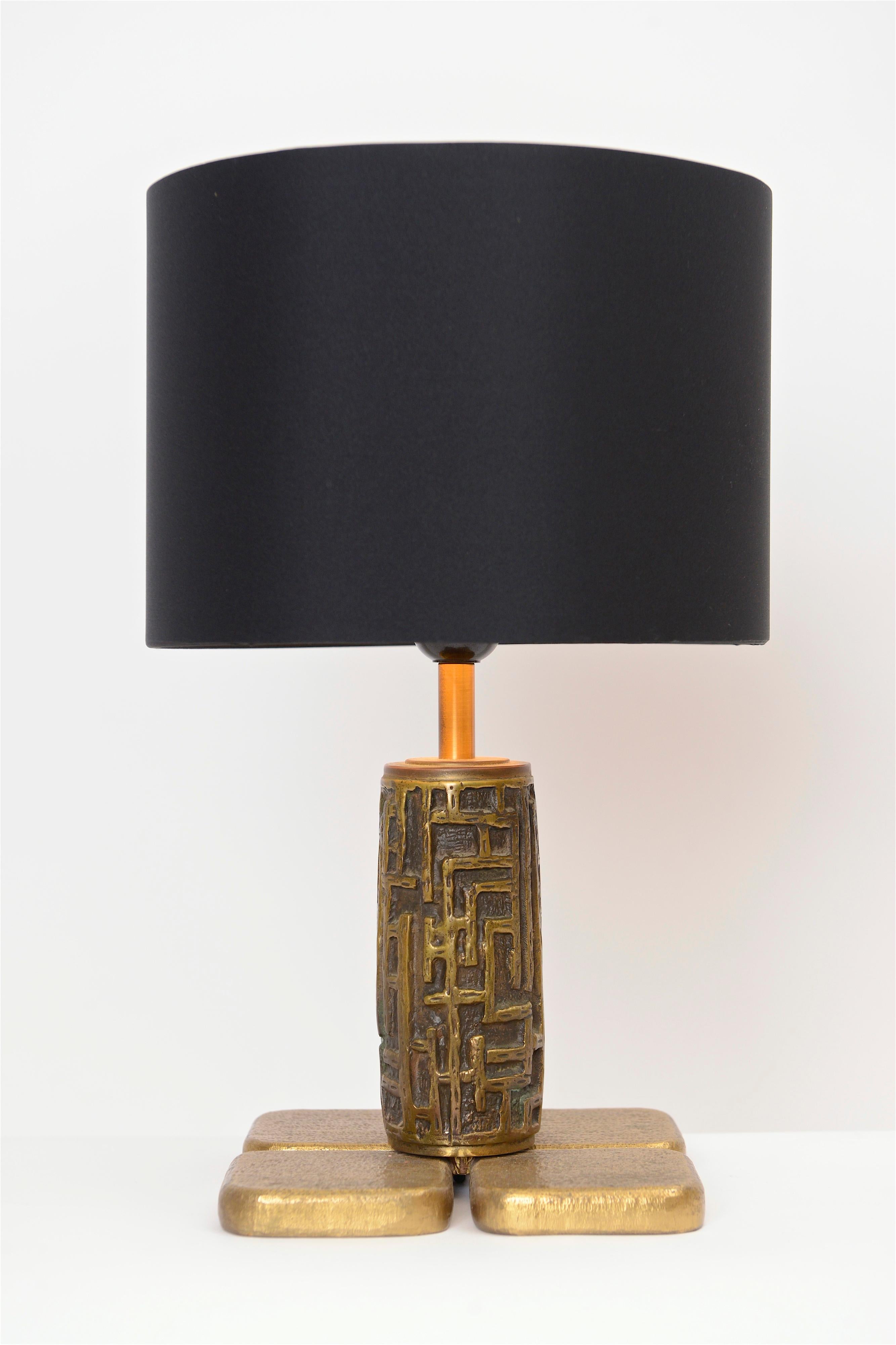 Italian Pair of Midcentury Bronze Table Lamps by Luciano Frigerio, circa 1960