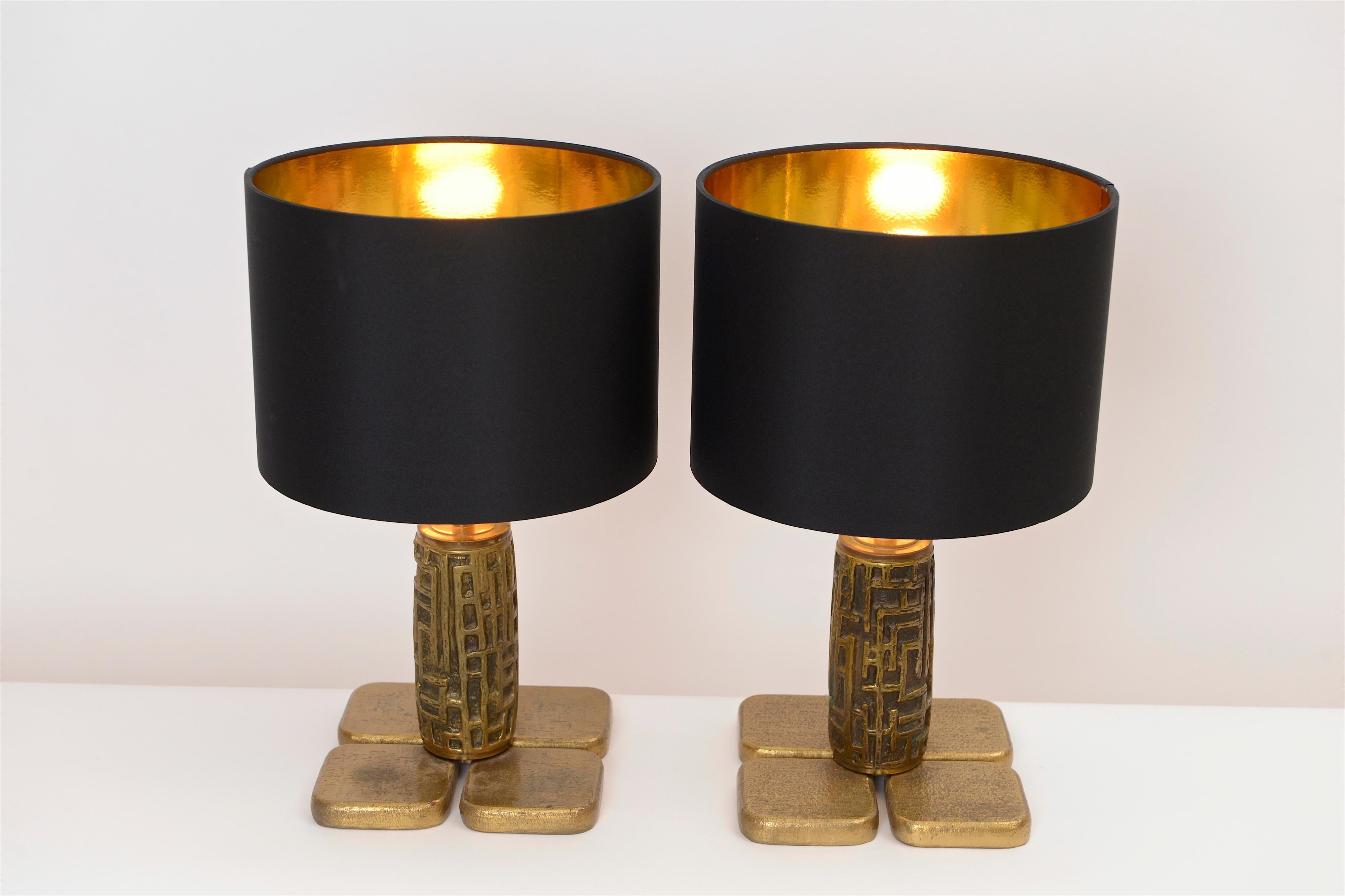 Pair of Midcentury Bronze Table Lamps by Luciano Frigerio, circa 1960 3