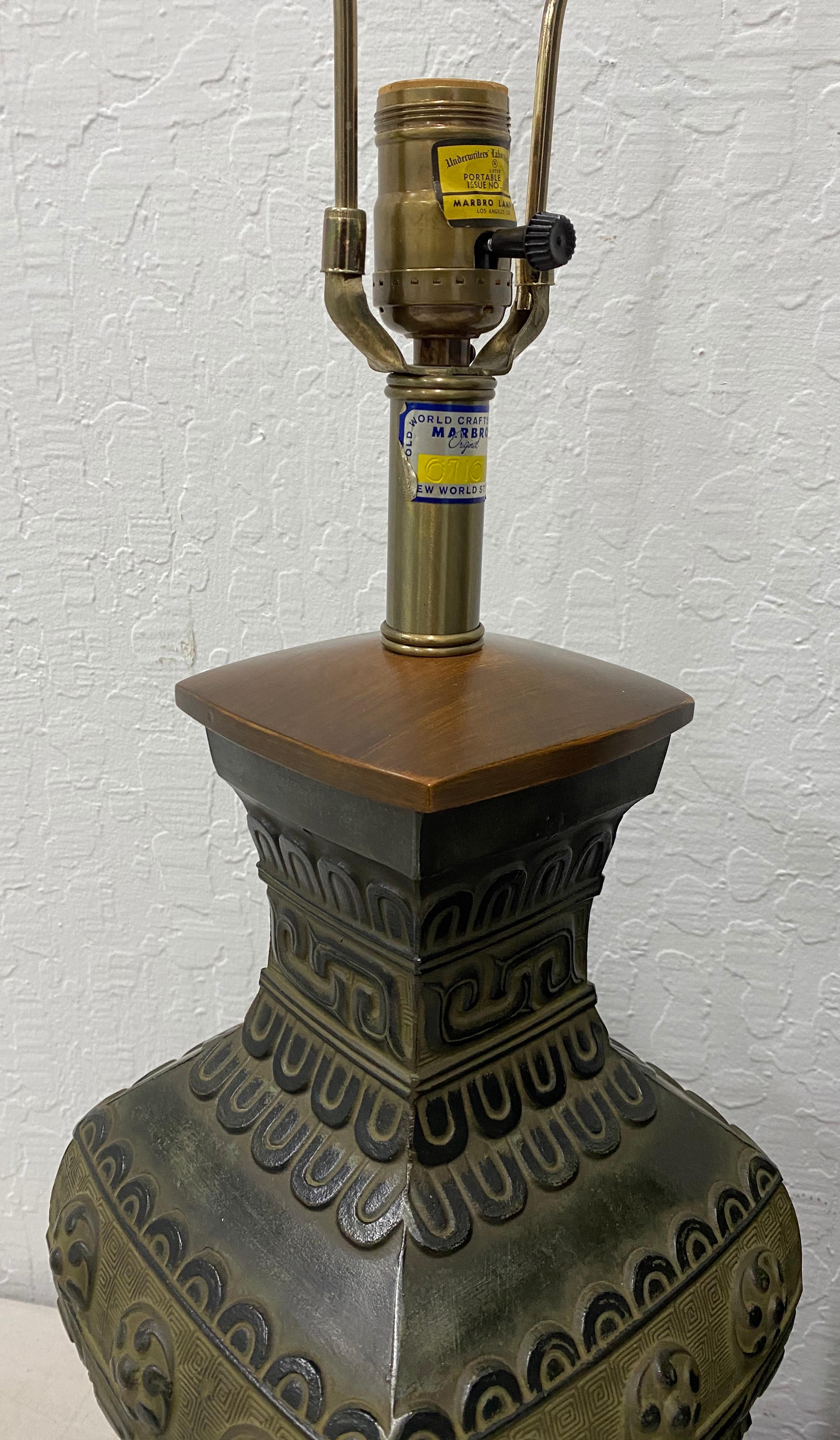 American Pair of Midcentury Bronze Urn Lamps by Marbro, circa 1950