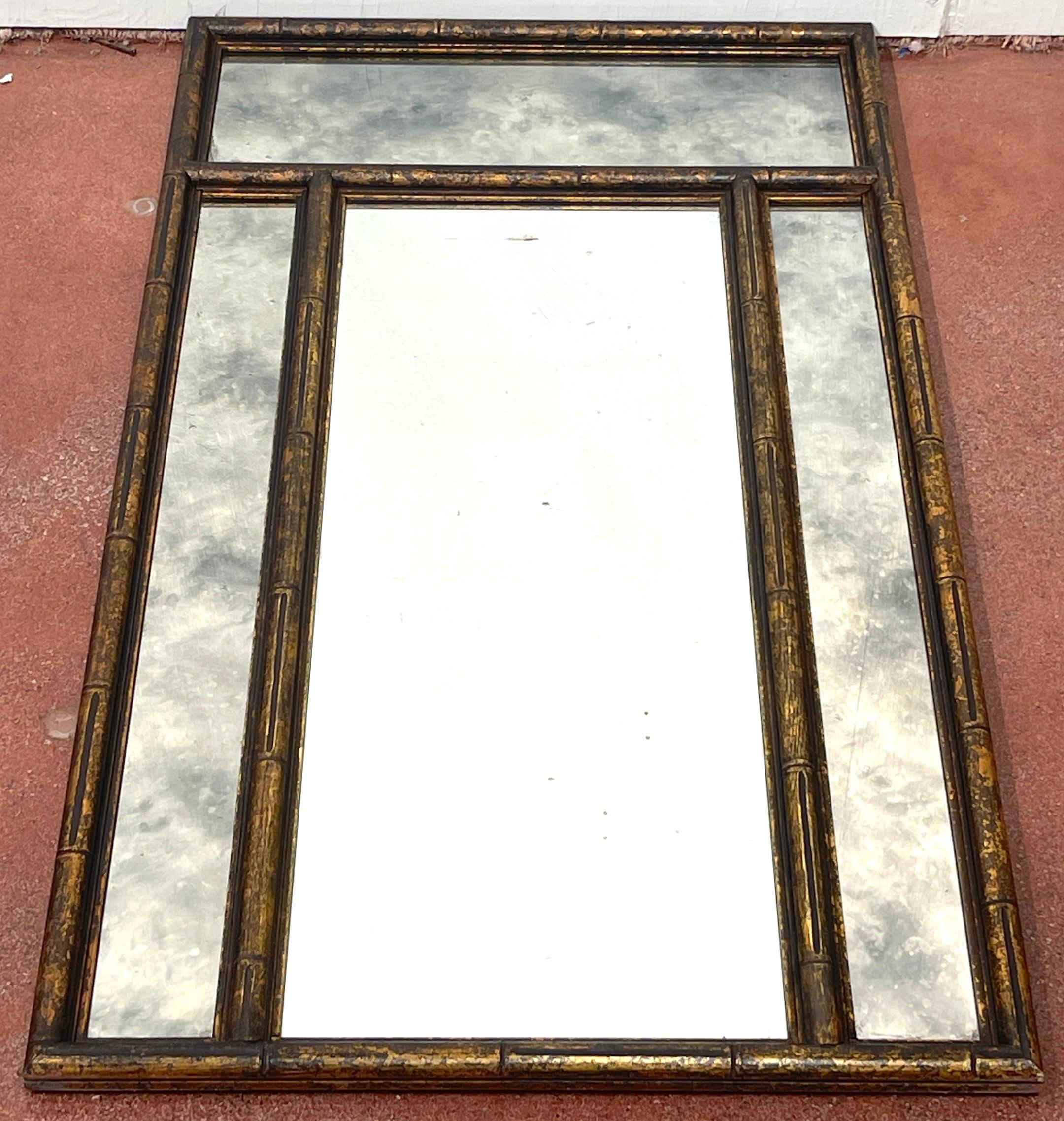 American Pair of Mid Century Bronzed Trellis Mirrors