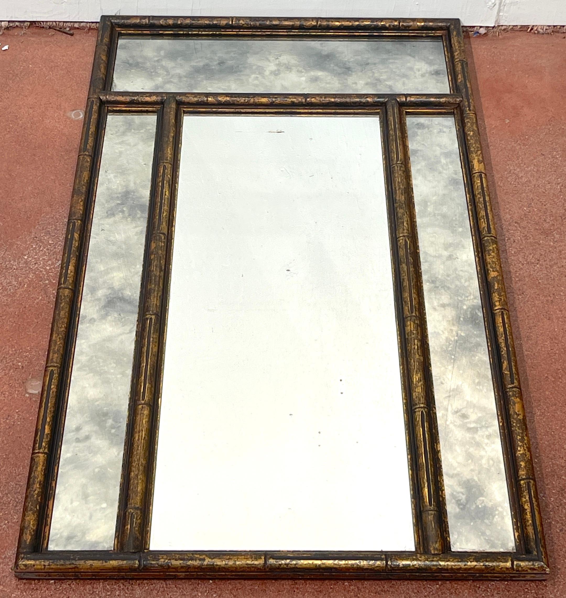 Pair of Mid Century Bronzed Trellis Mirrors In Good Condition In West Palm Beach, FL