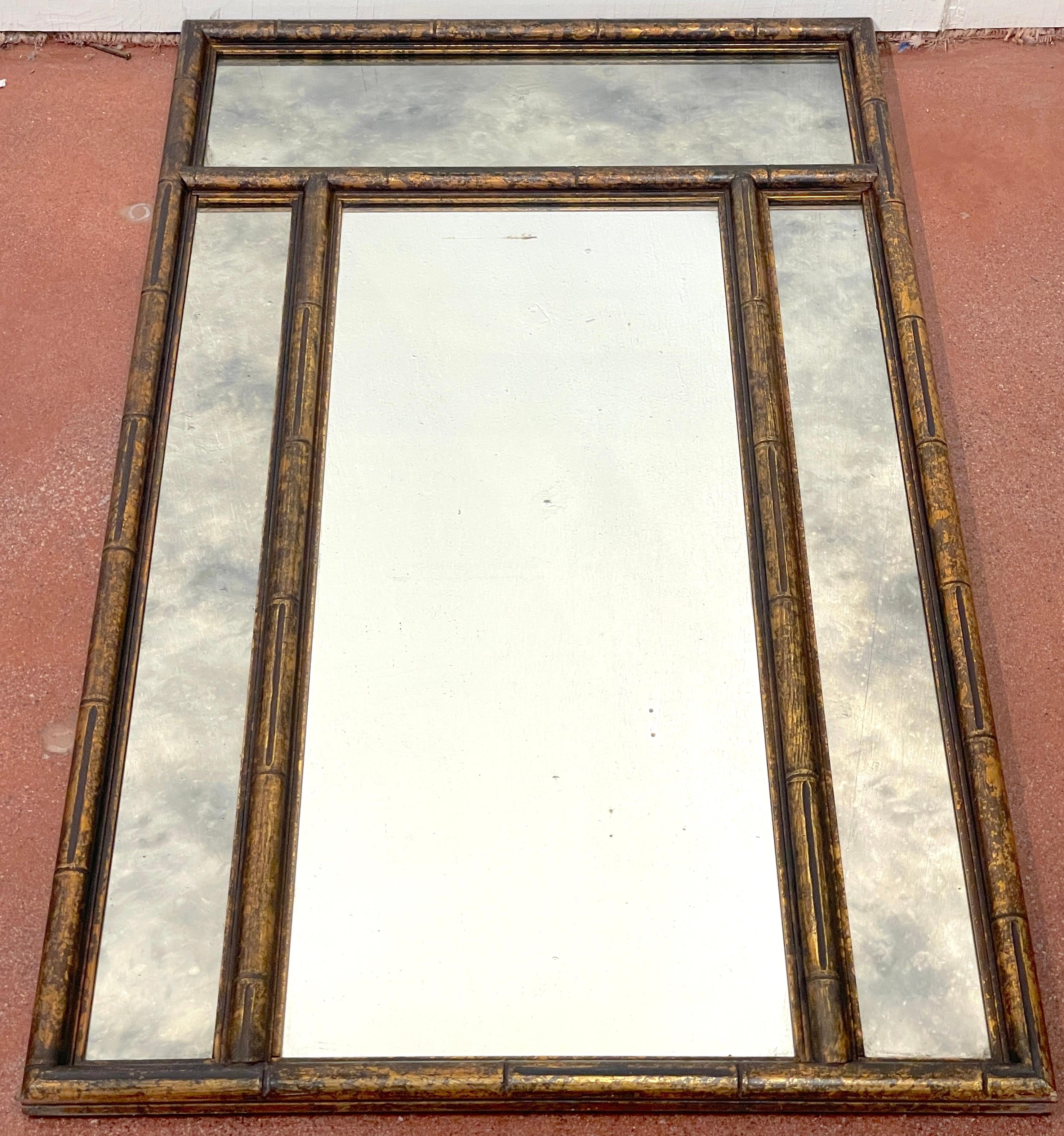 20th Century Pair of Mid Century Bronzed Trellis Mirrors
