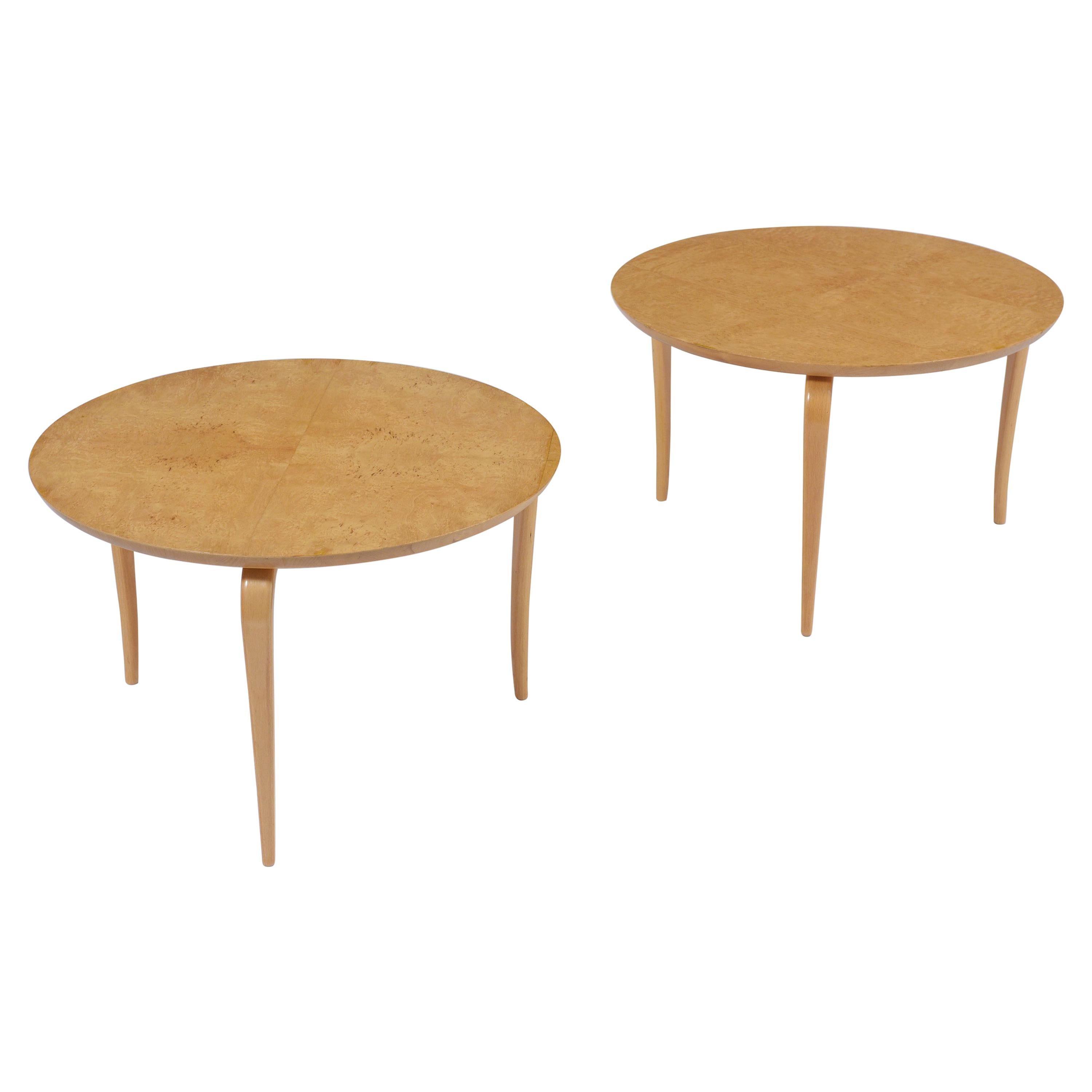 Vintage Bruno Mathsson for Dux Burled Wood Side Tables - Restored Elegance