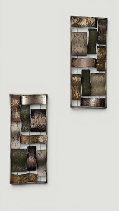 Pair of Mid-Century Brutalist Metal Wall Sculptures, Italy, Late 1970s